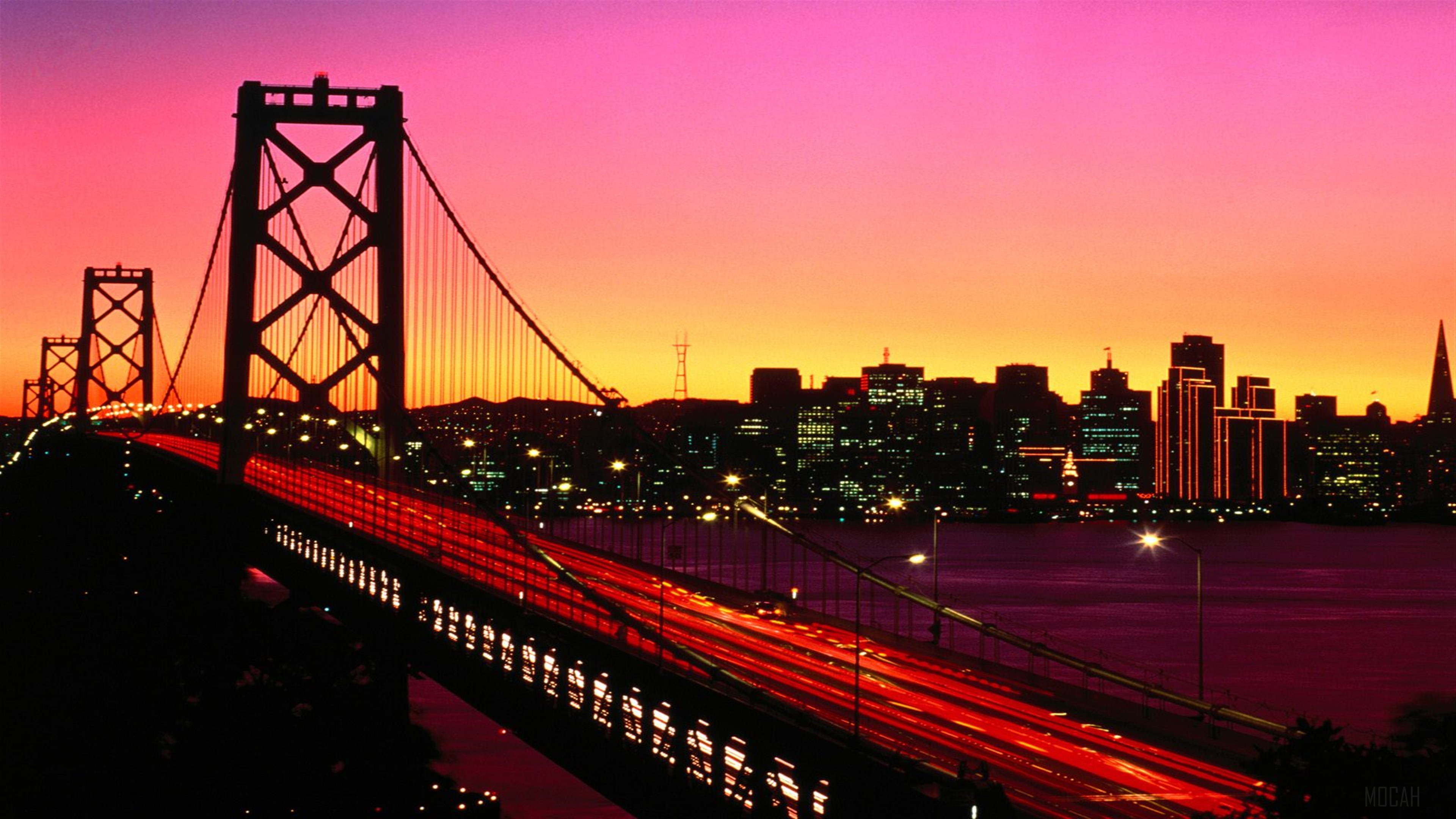 Bay Bridge and San Francisco Skyline at Sunset 4K HD Wallpaper