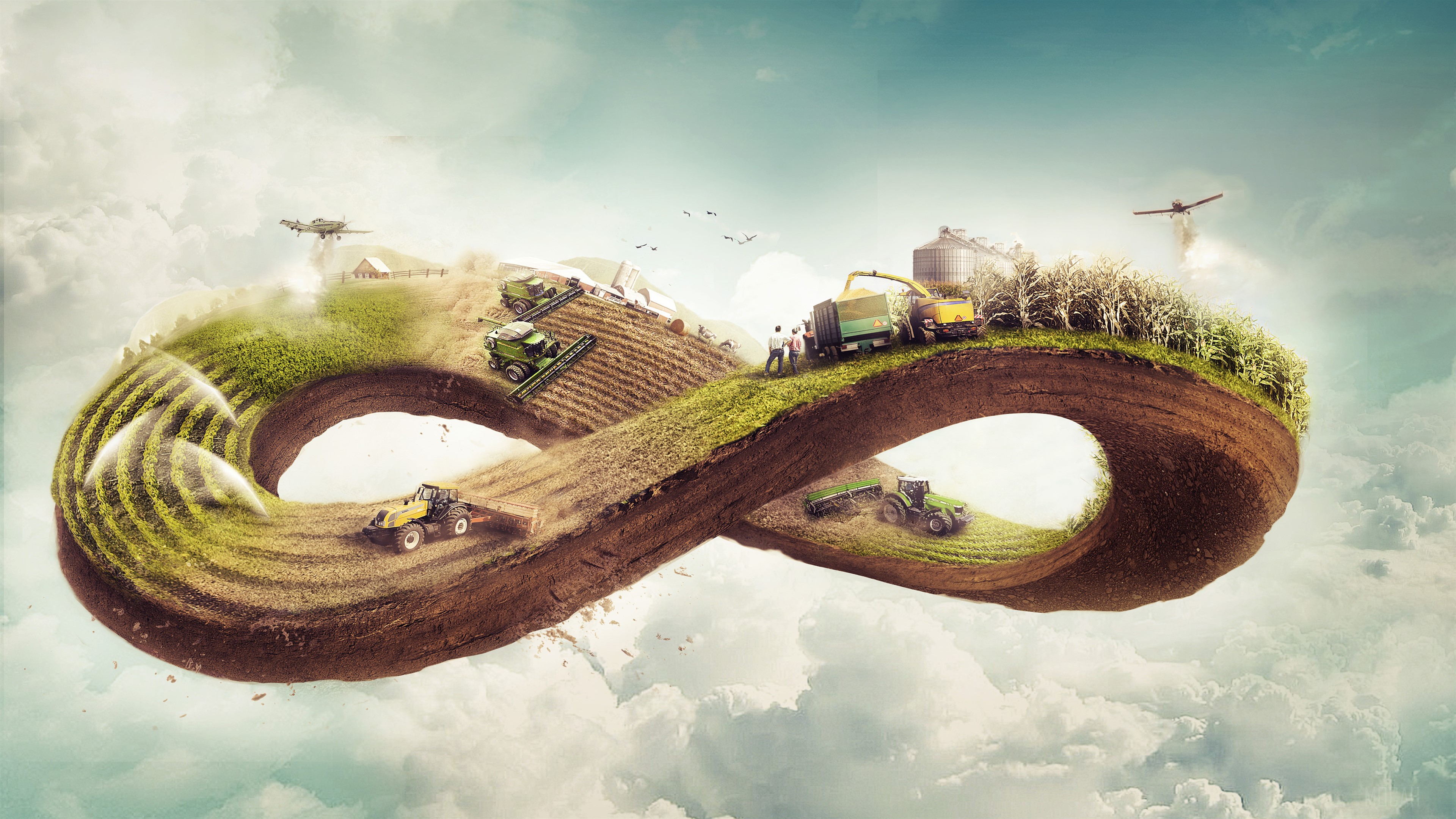 Infinite Modern Agriculture Landscape 4k HD Wallpaper