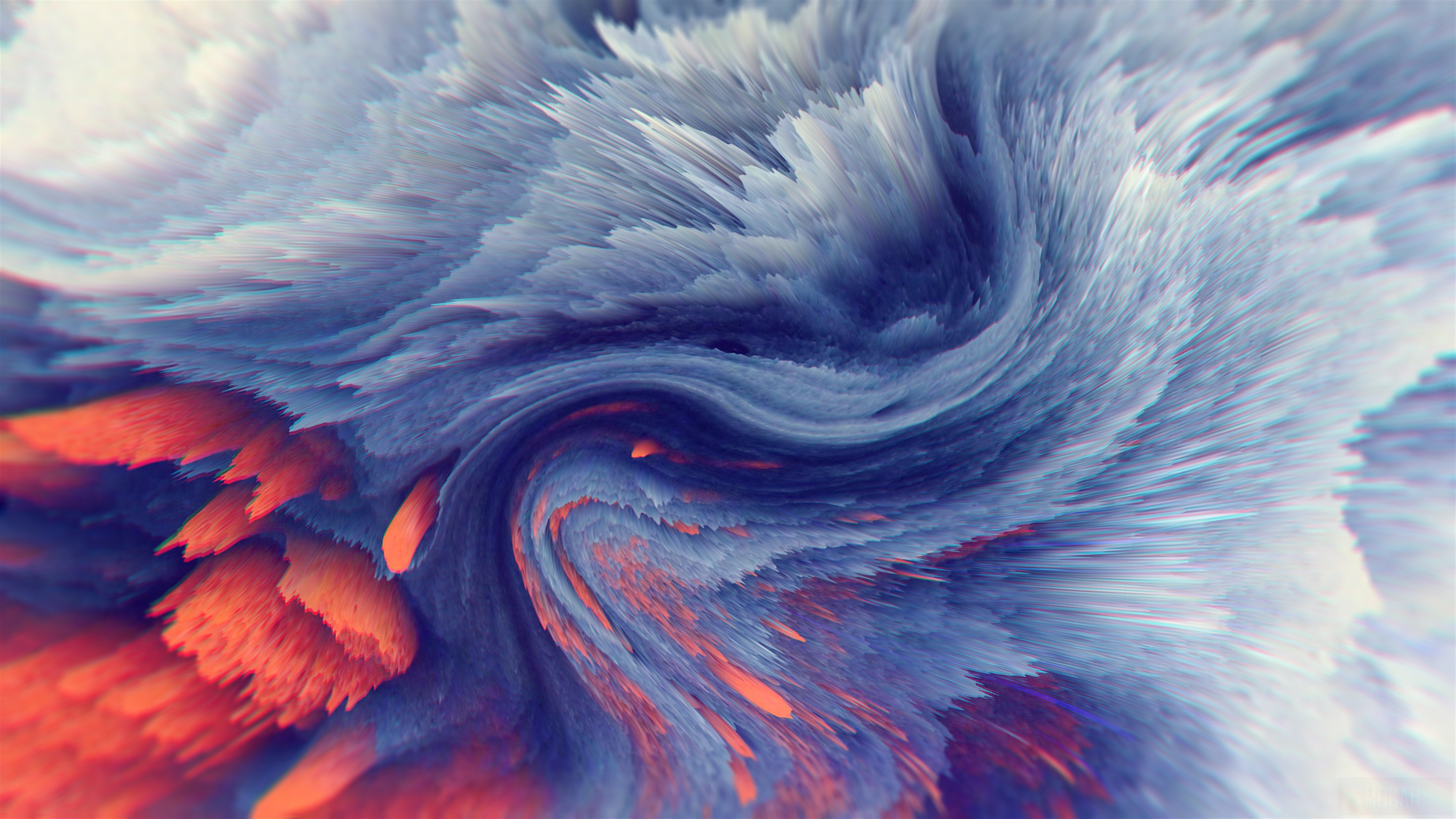 Abstract digital art with blue and orange colors HD Wallpaper