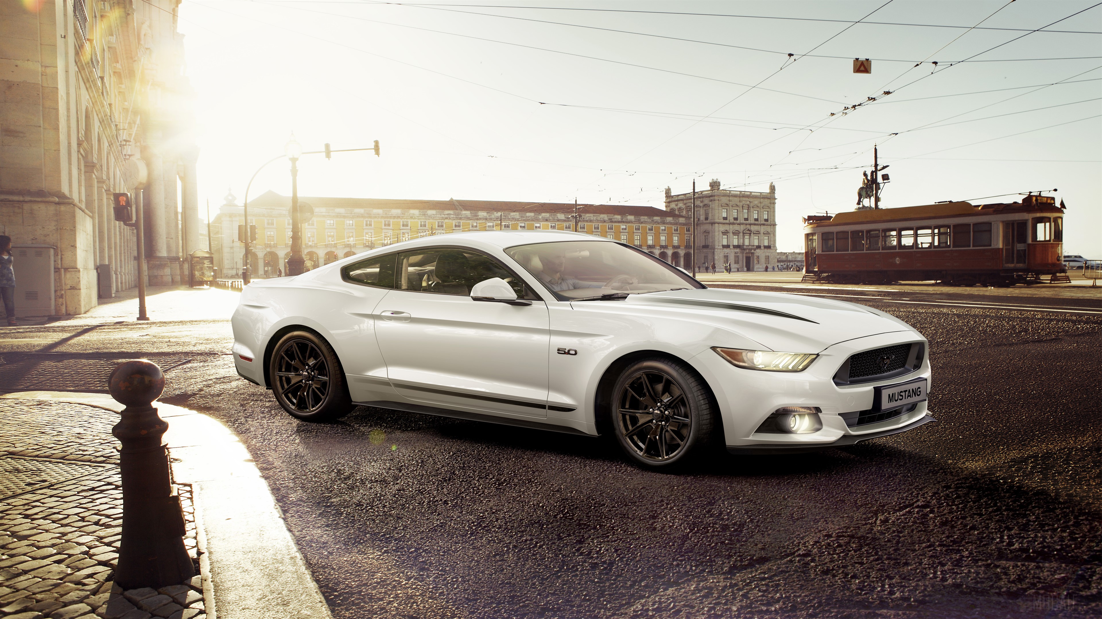 White Ford Mustang GT 5.0 Coupe 4K HD Wallpaper