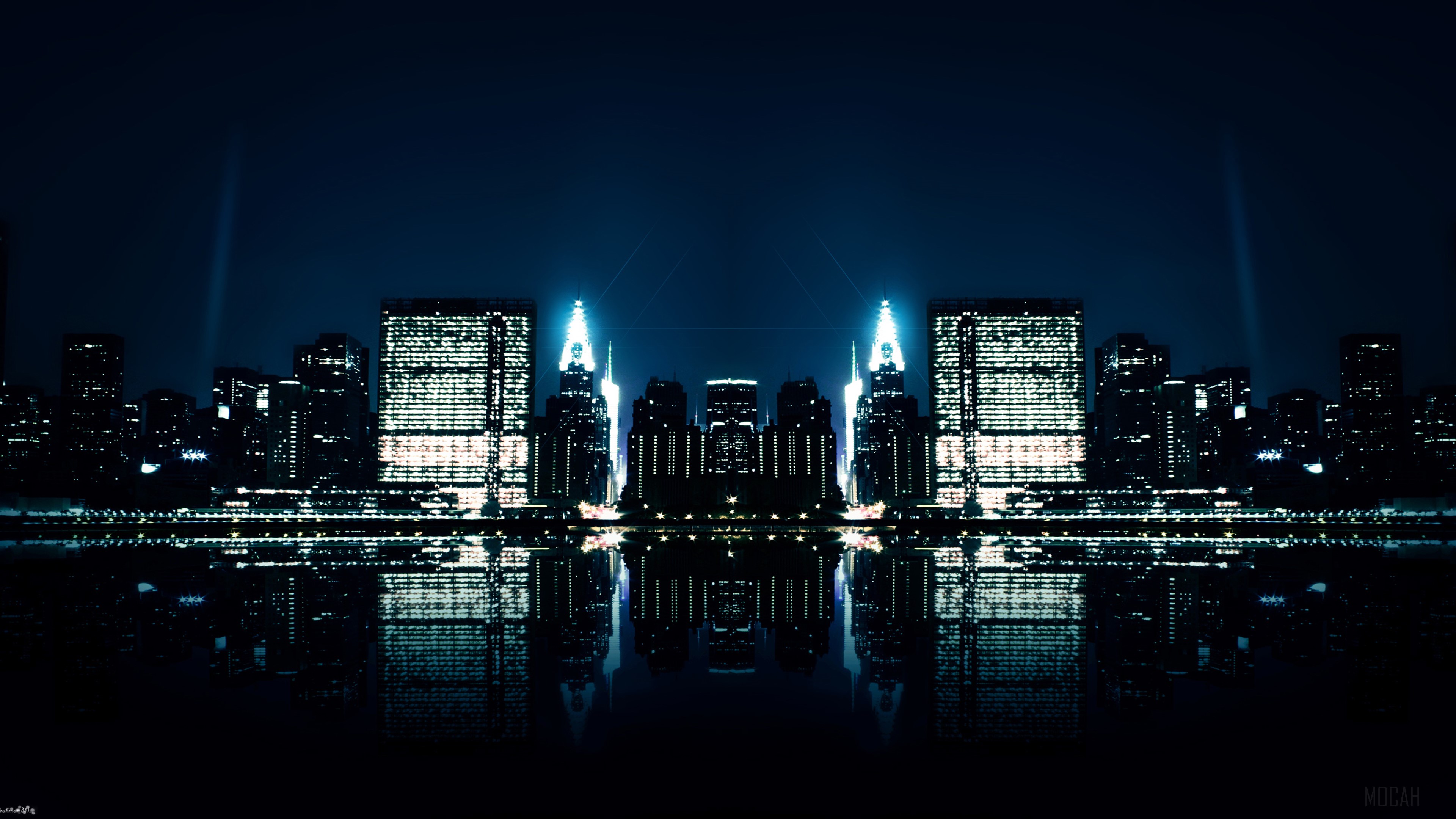 City Night Reflections HD Wallpaper