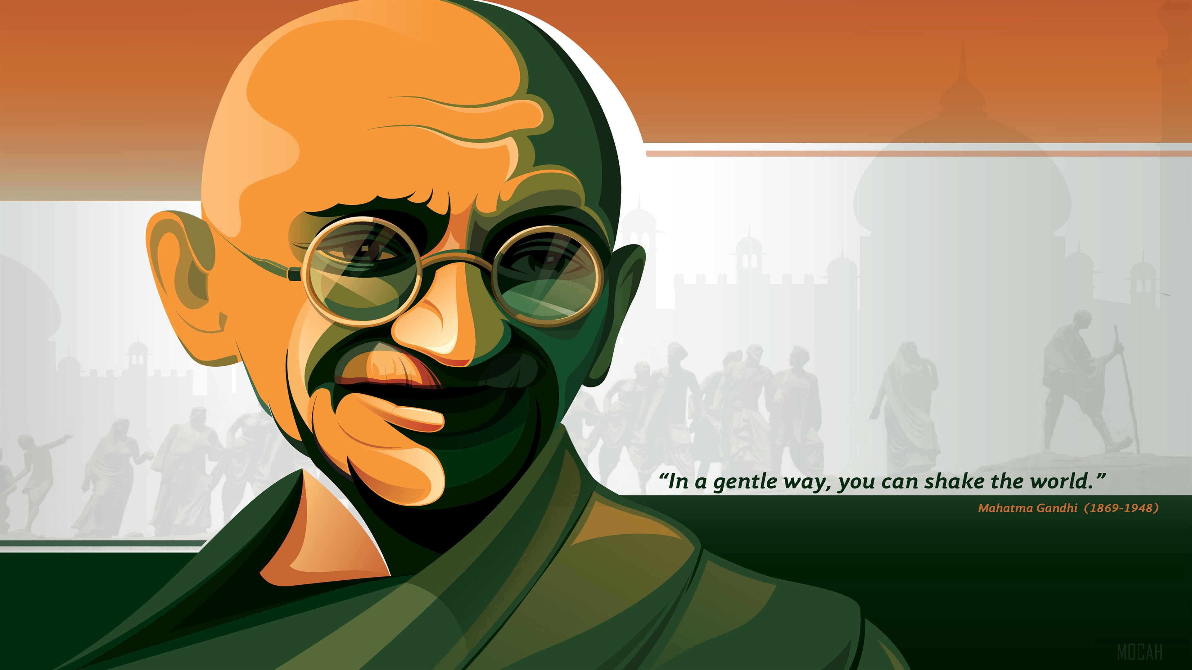 Mahatma Gandhi Portrait with Quote HD Wallpaper