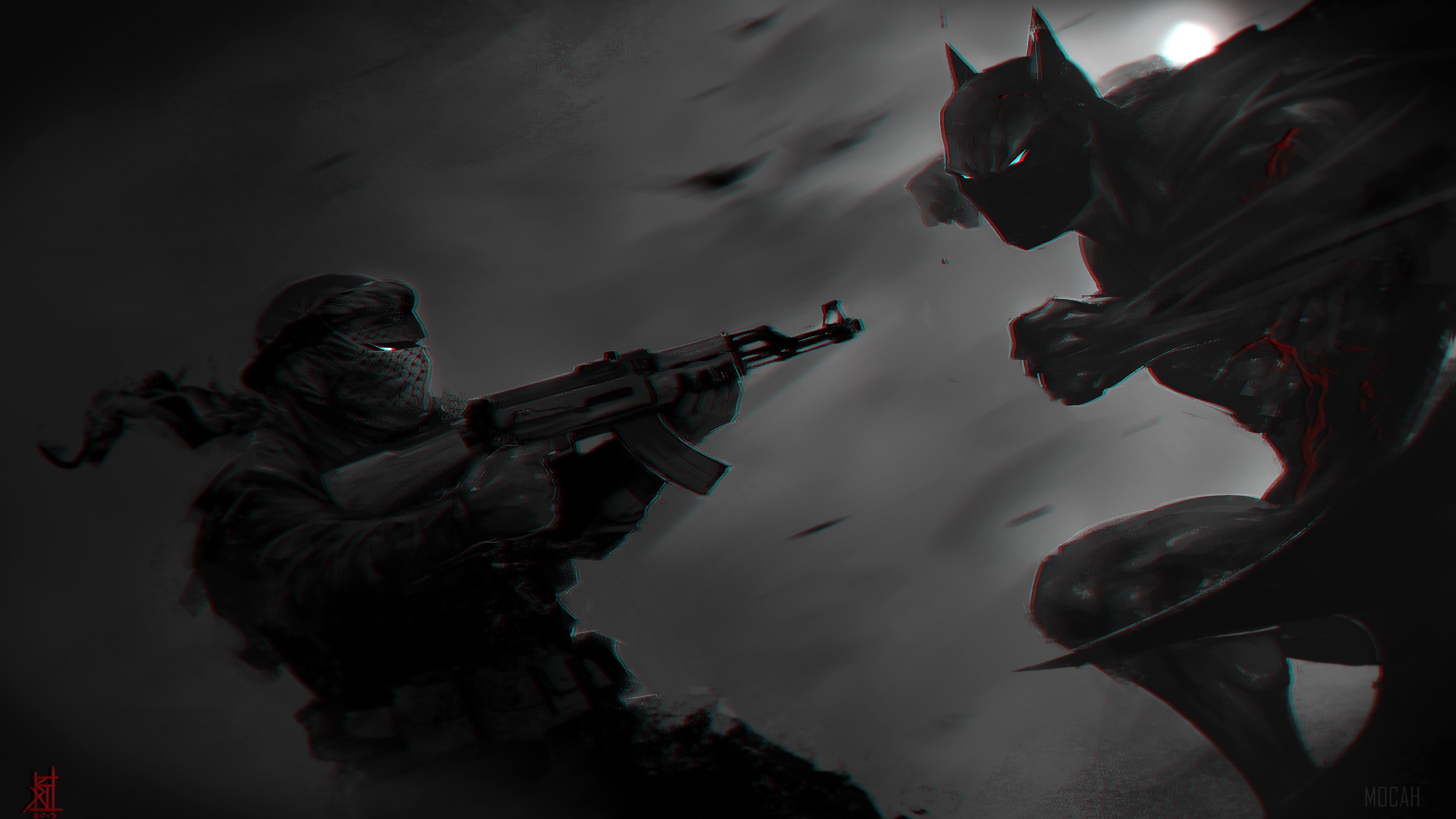 Batman vs Soldier with AK-47 4K HD Wallpaper