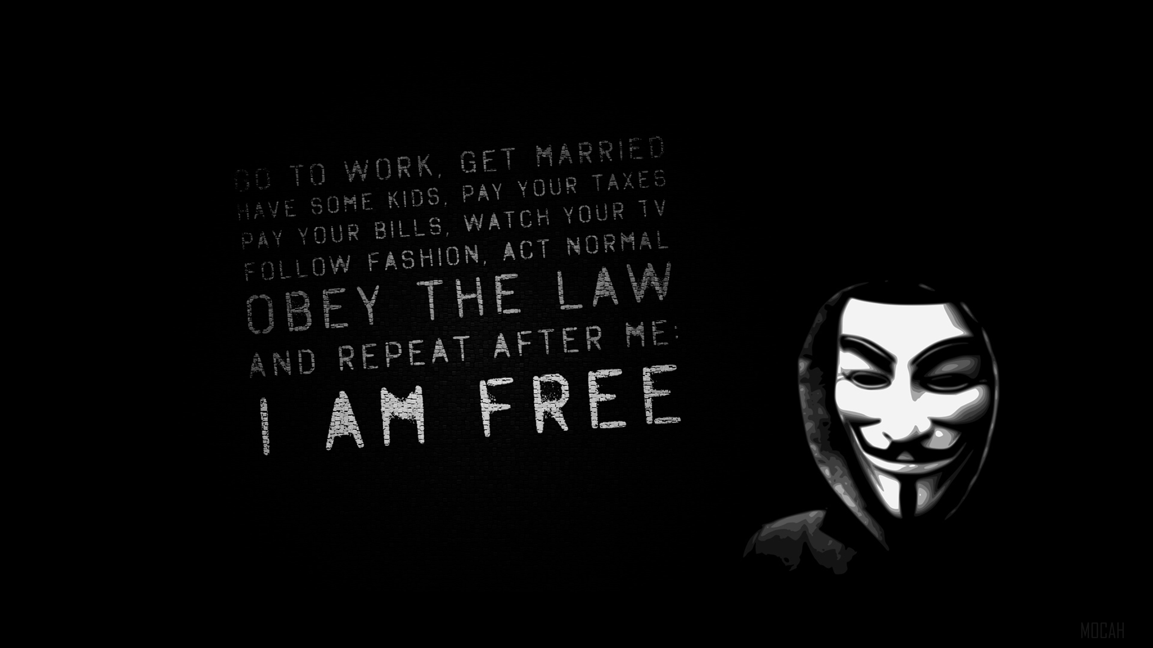 Anonymous mask with text HD Wallpaper