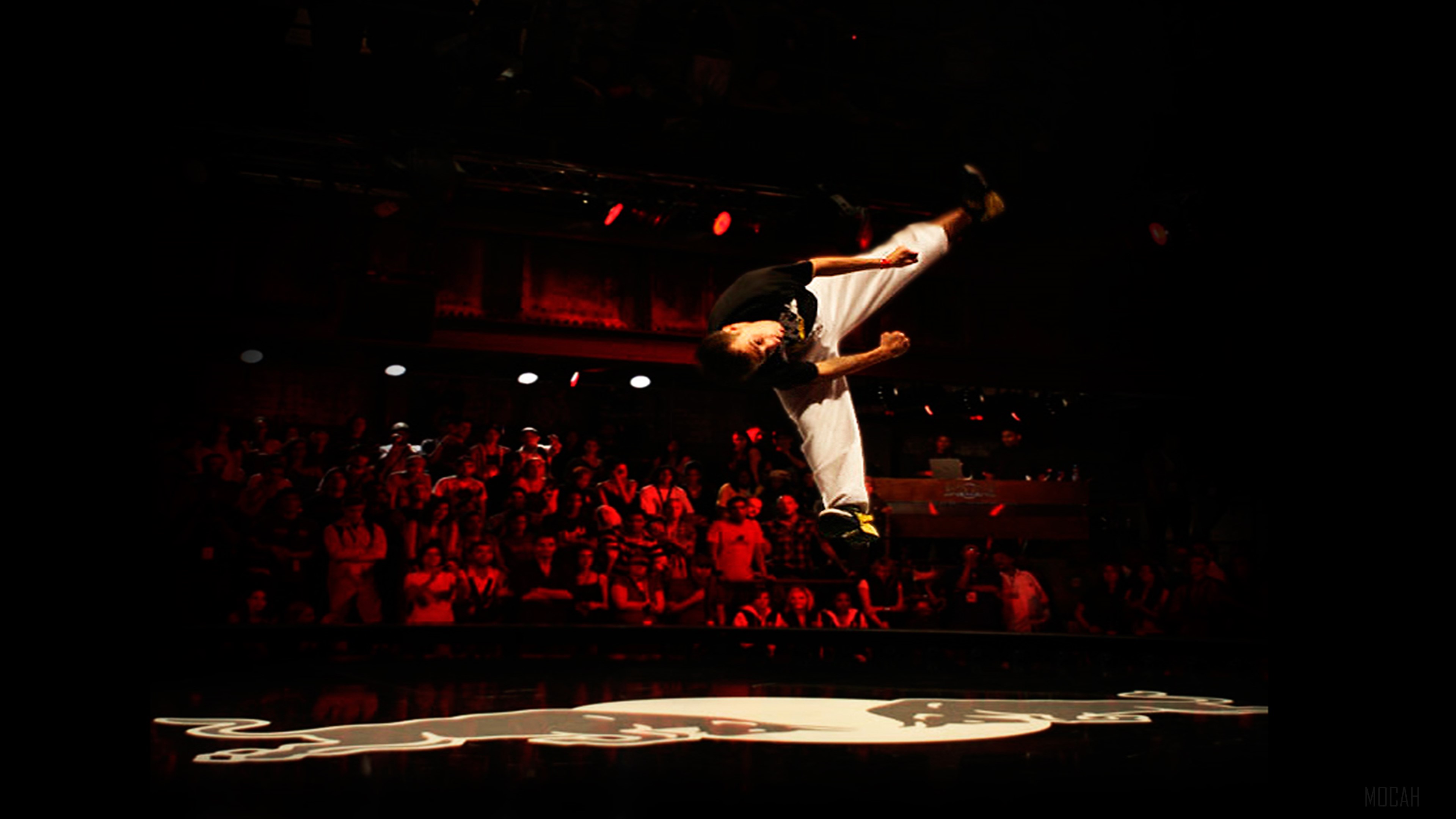 Breakdancer performing a flip at Red Bull BC One 4K HD Wallpaper