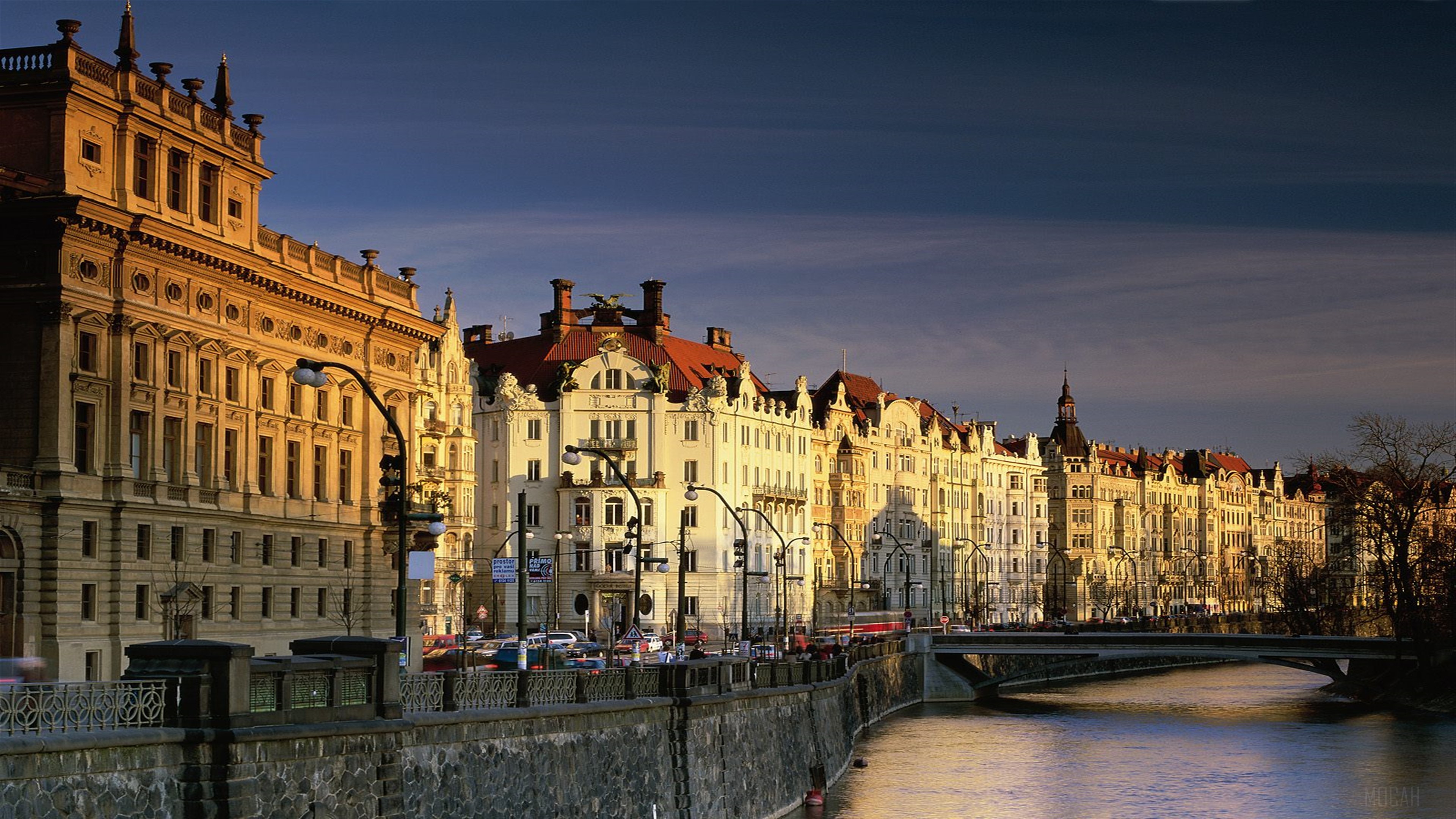 Vltava River and Buildings in Czech Republic 4K HD Wallpaper