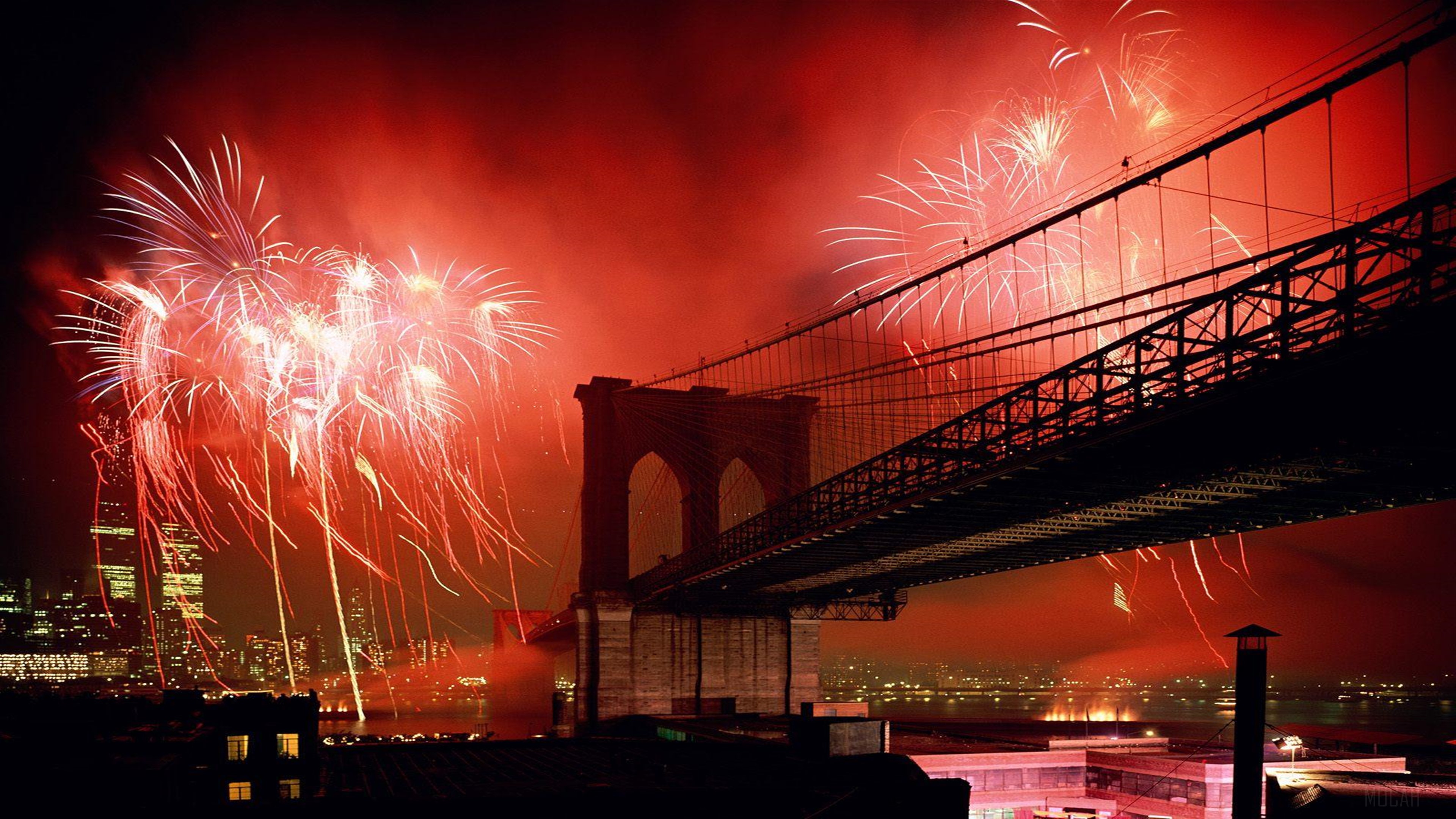 Brooklyn Bridge Fireworks Celebration 4K HD Wallpaper