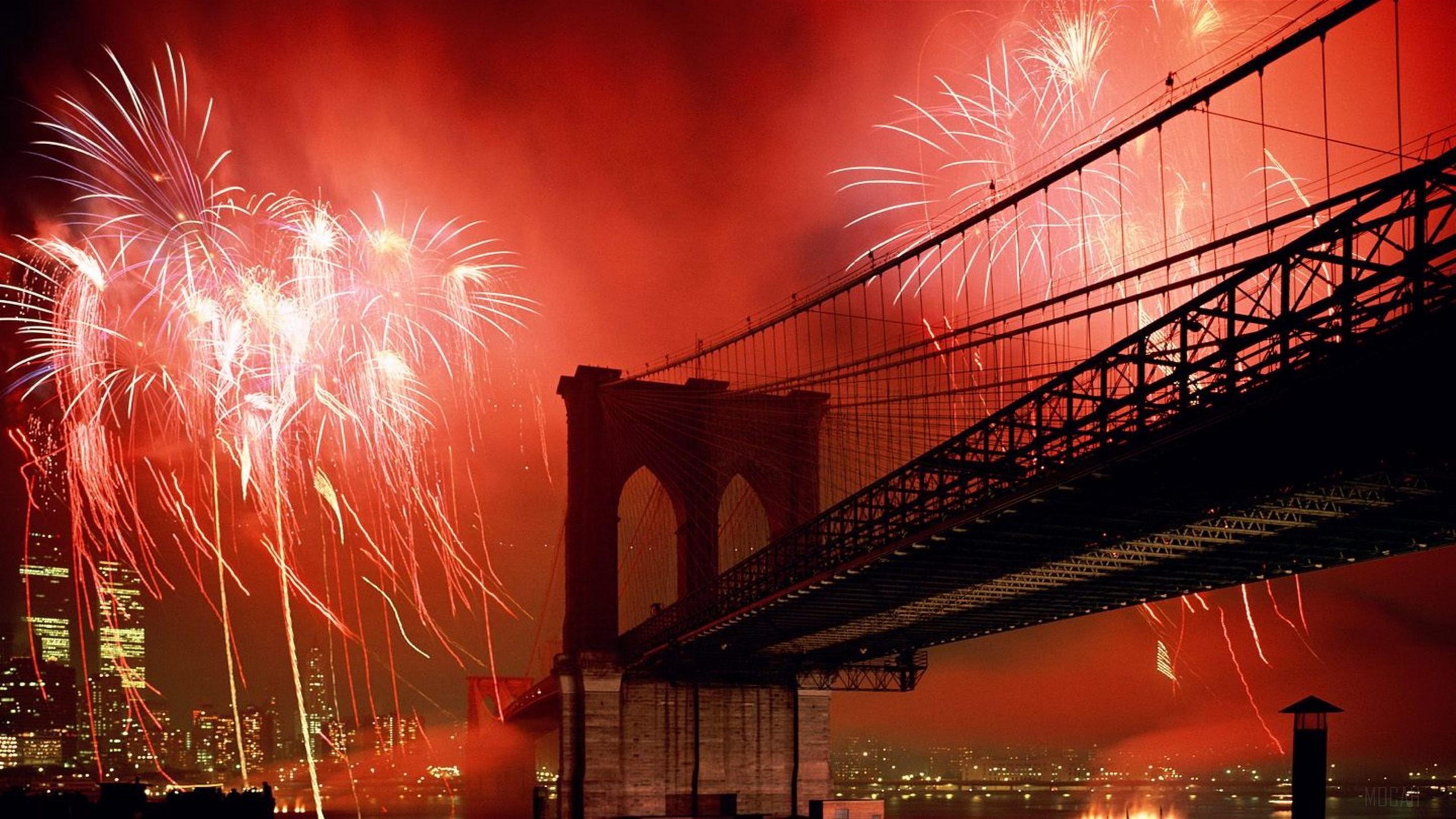 Brooklyn Bridge Fireworks 4K HD Wallpaper