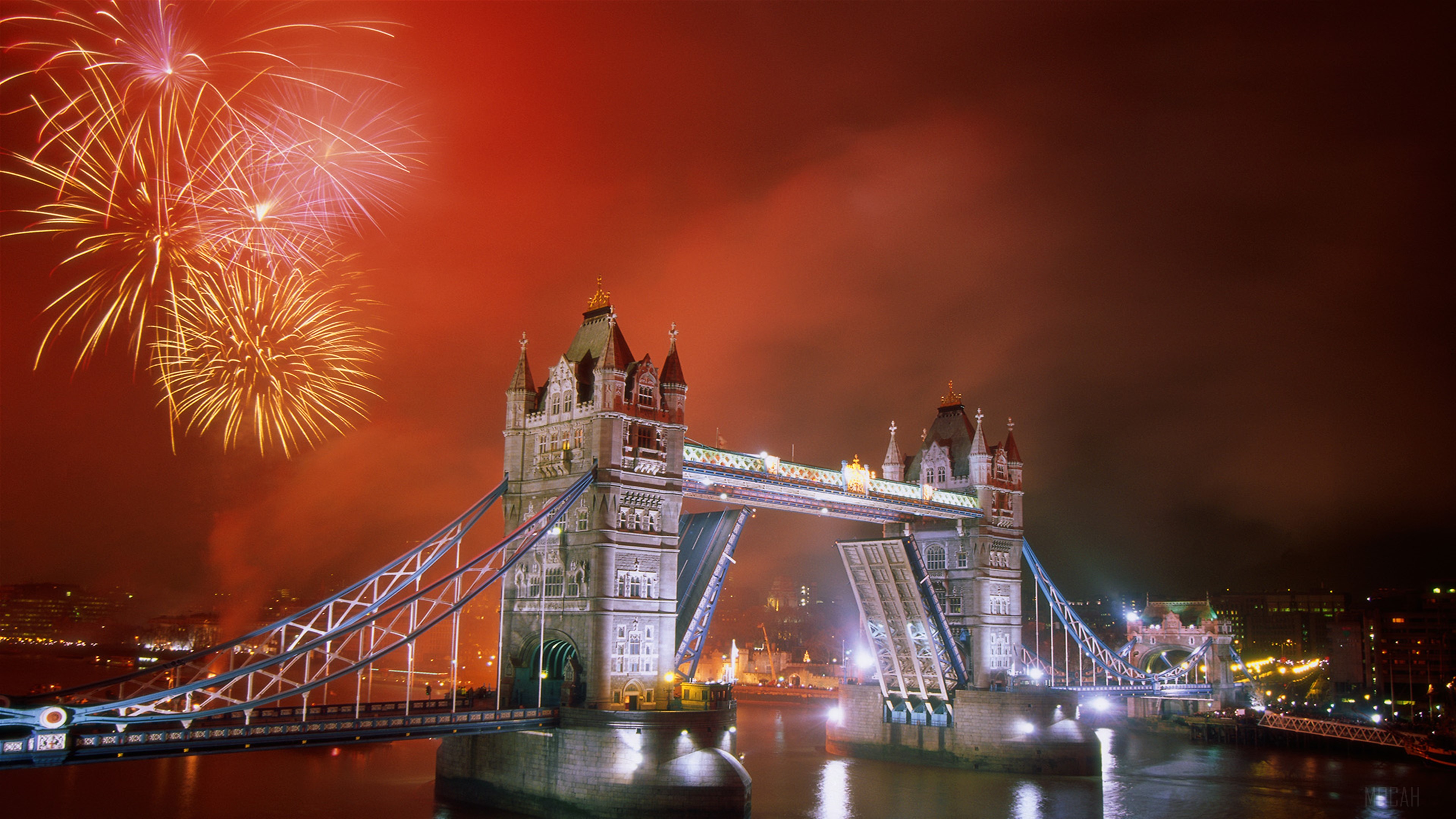 Tower Bridge London Fireworks 4K HD Wallpaper