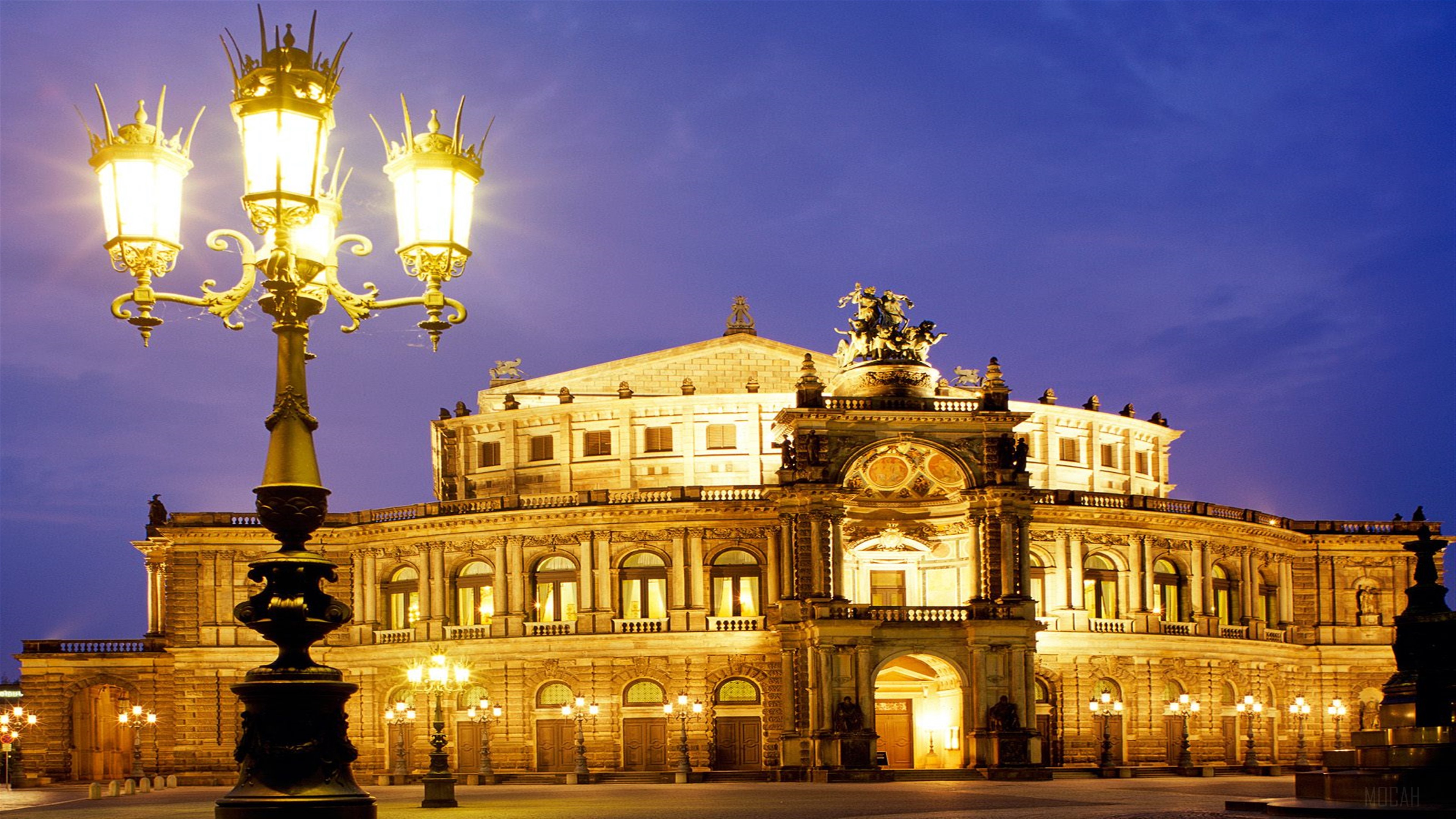 Semper Opera House in Dresden, Germany at Night 4K HD Wallpaper