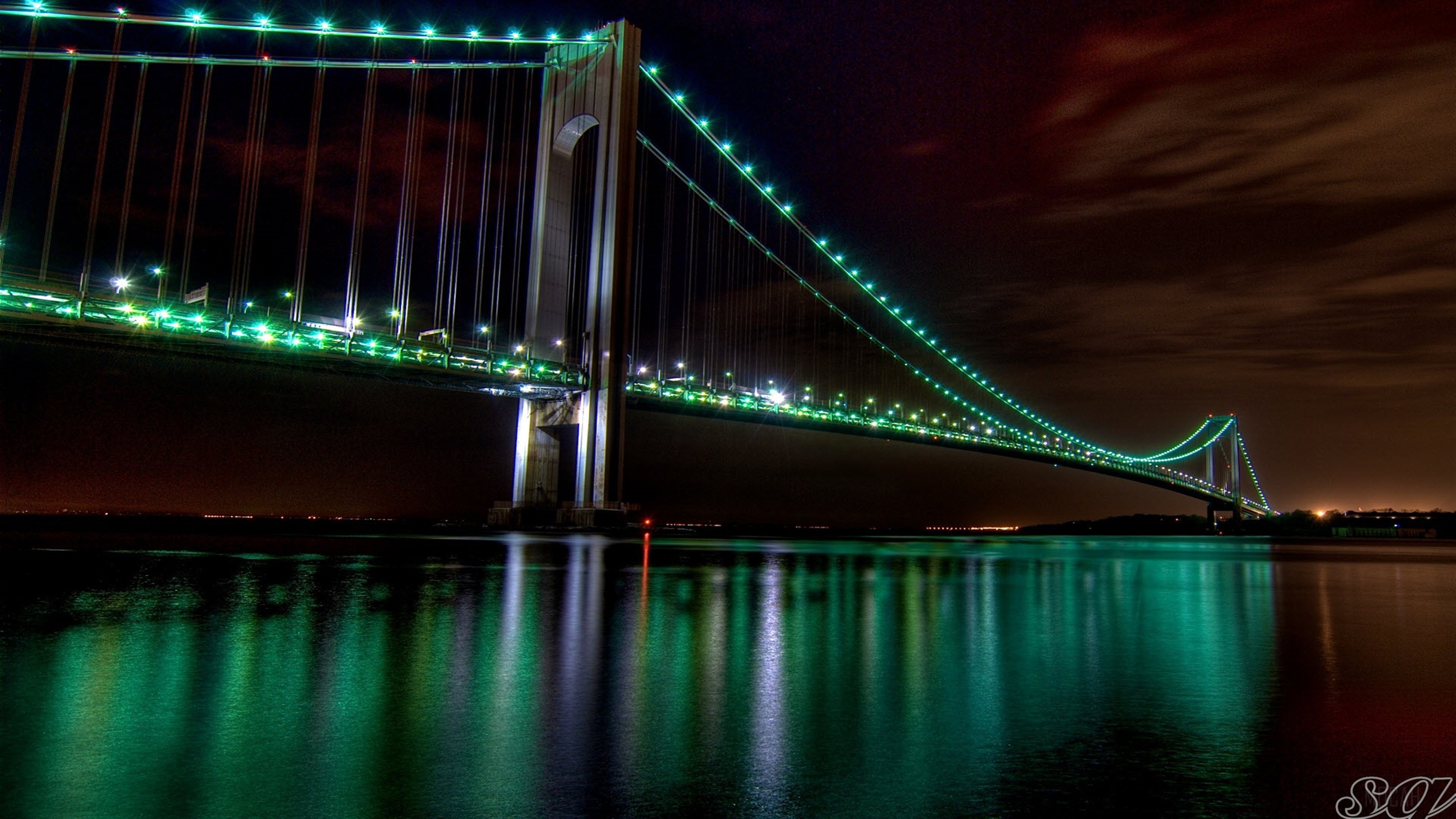 Verrazzano-Narrows Bridge at Night 4K HD Wallpaper