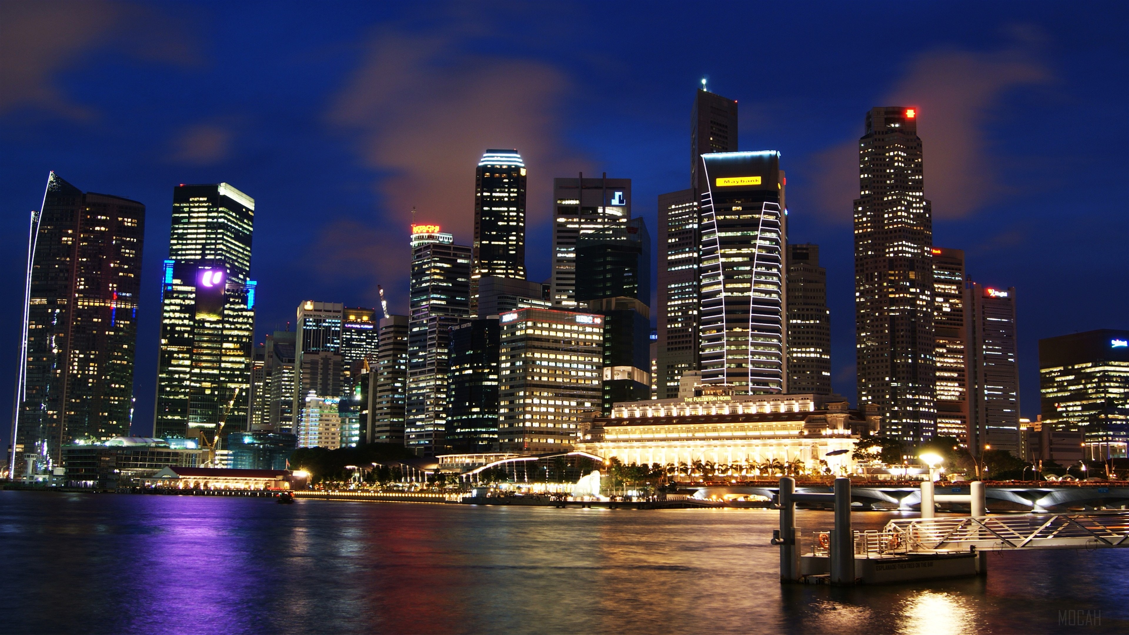 Singapore Skyline at Night 4K HD Wallpaper