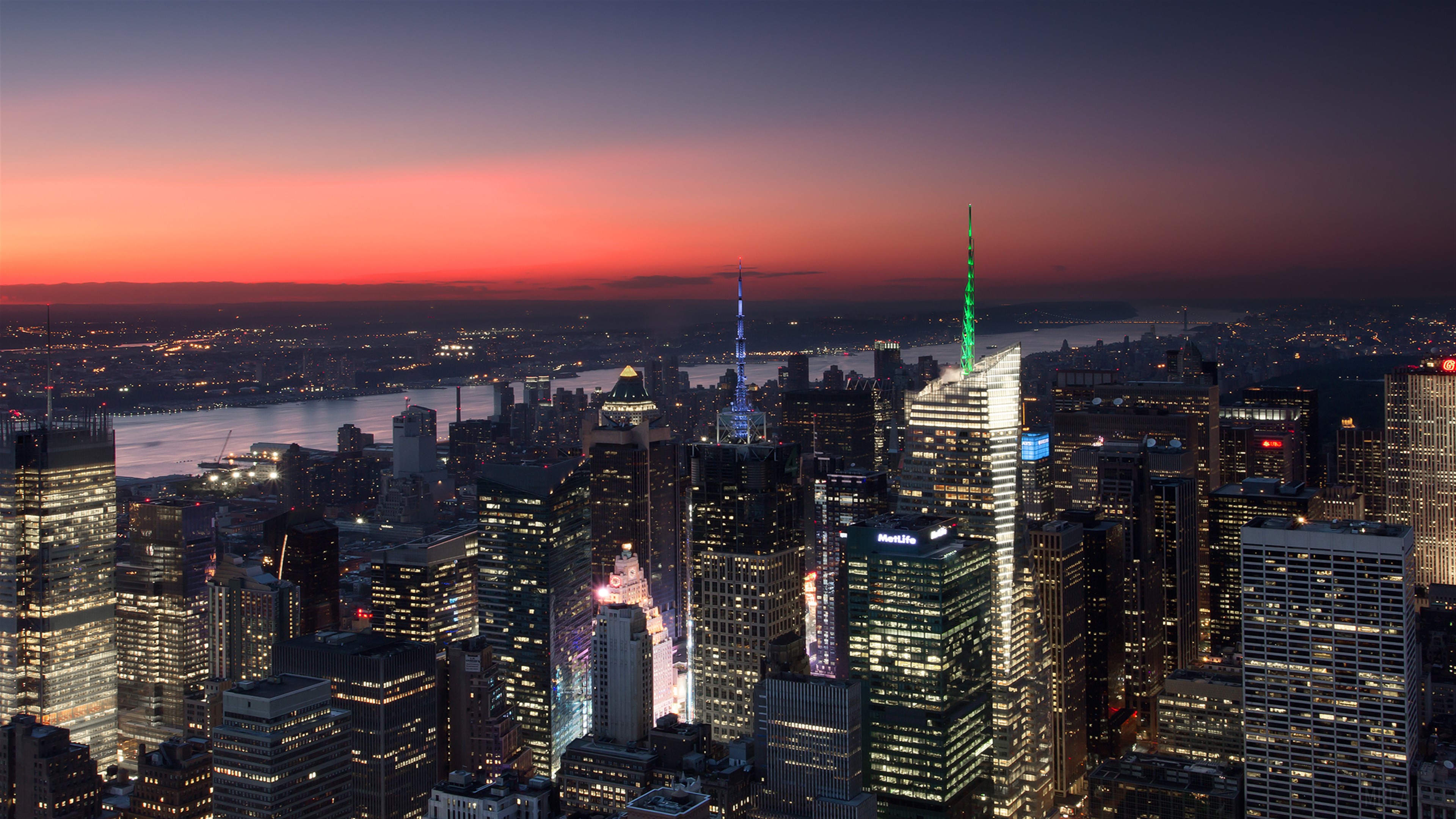 Sunset over New York City skyline 4K HD Wallpaper