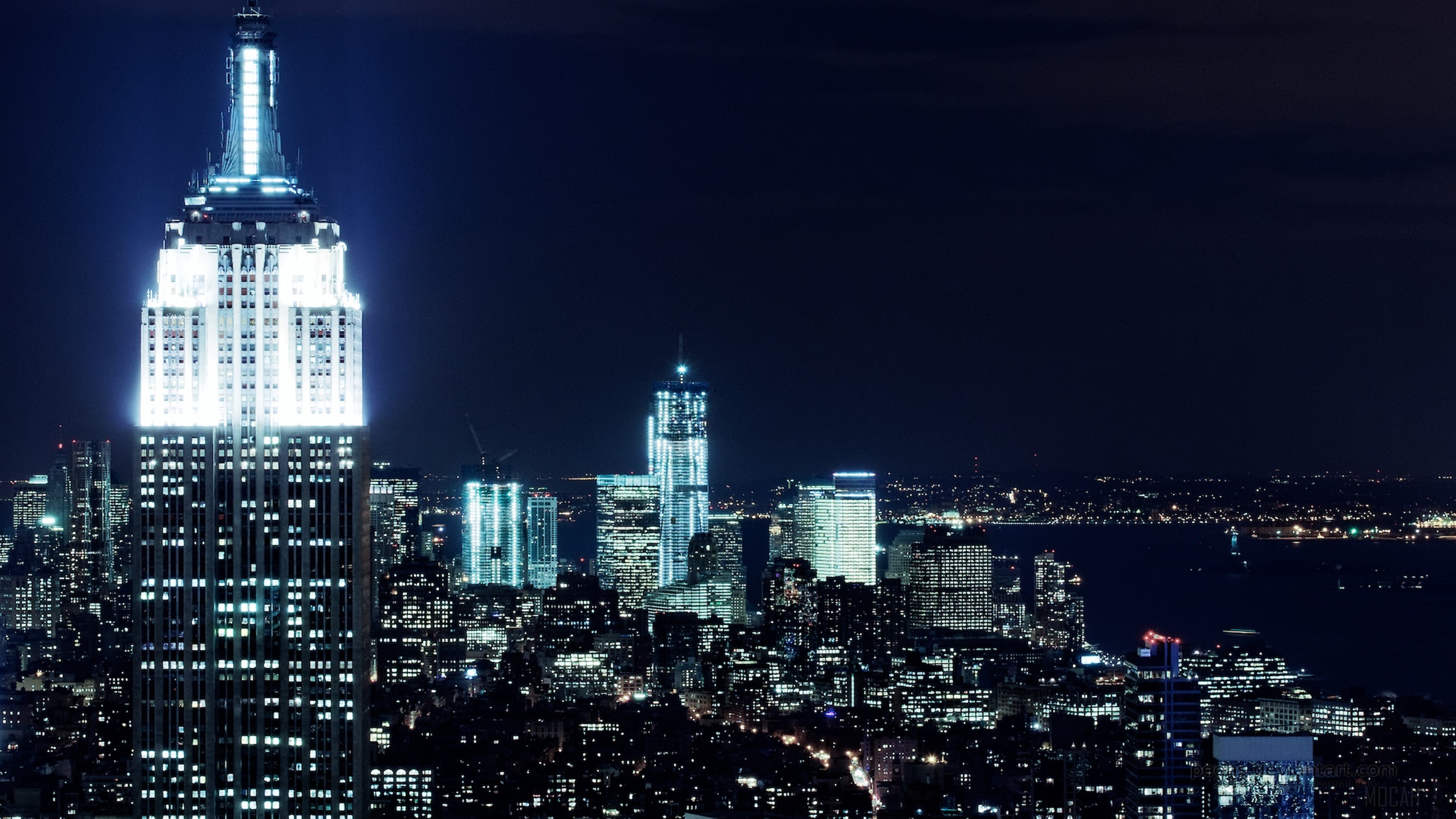 New York City Skyline at Night 4K HD Wallpaper