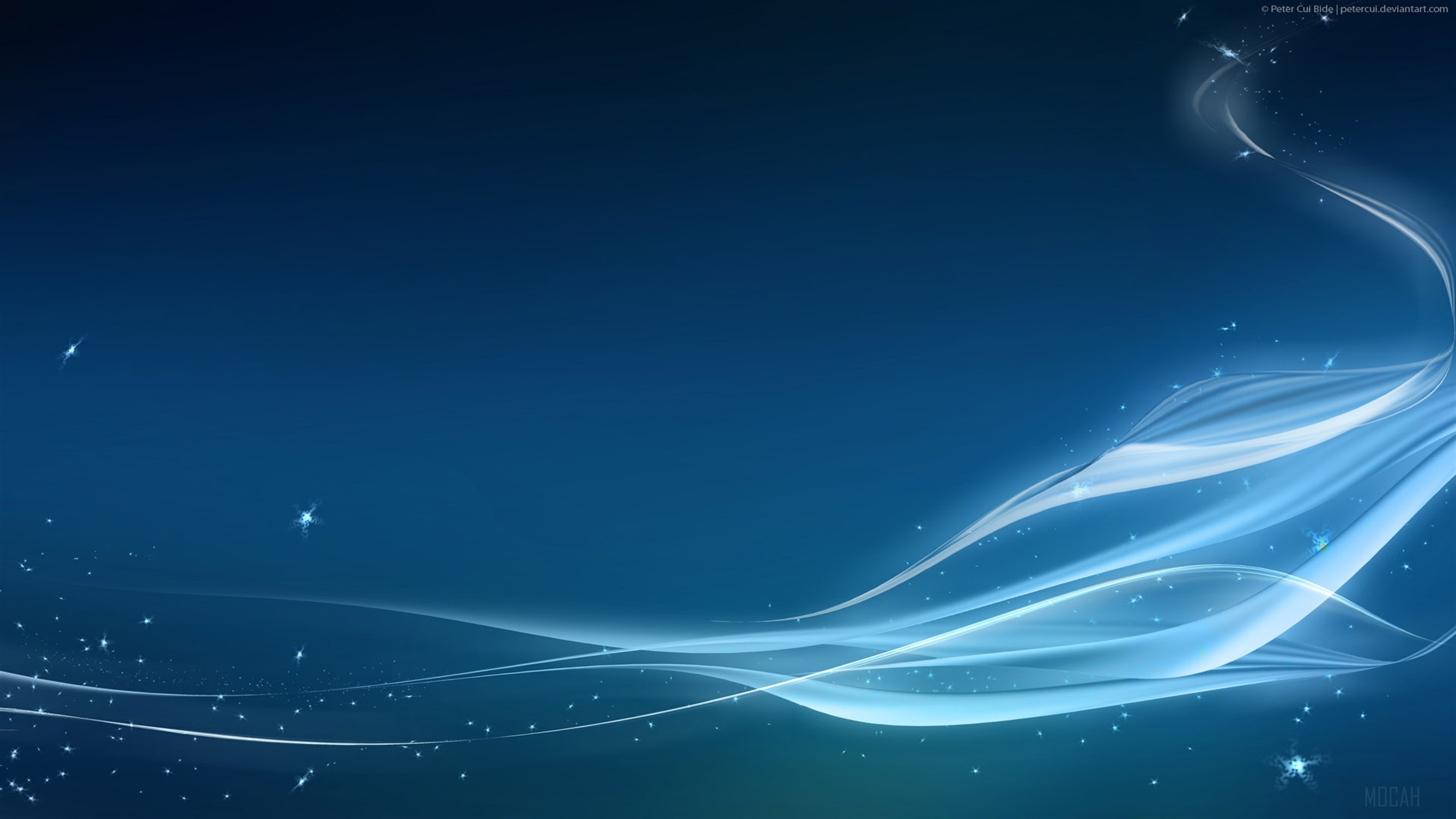 Abstract blue light streaks and stars 4K HD Wallpaper