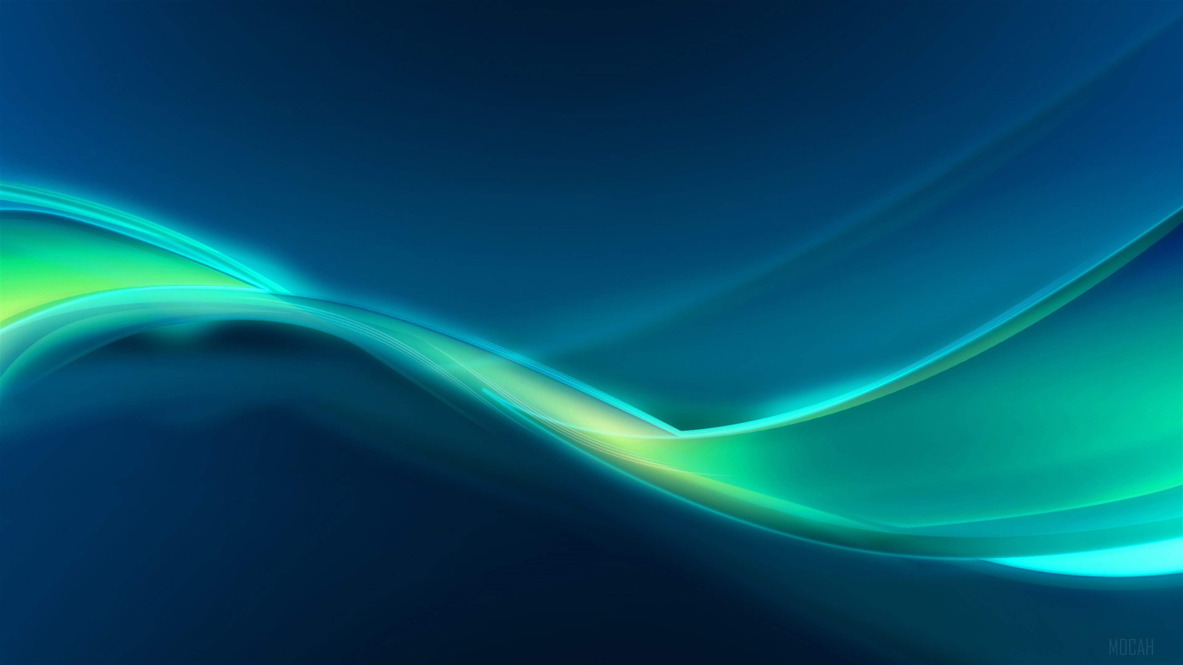 Abstract blue and green waves 4K HD Wallpaper