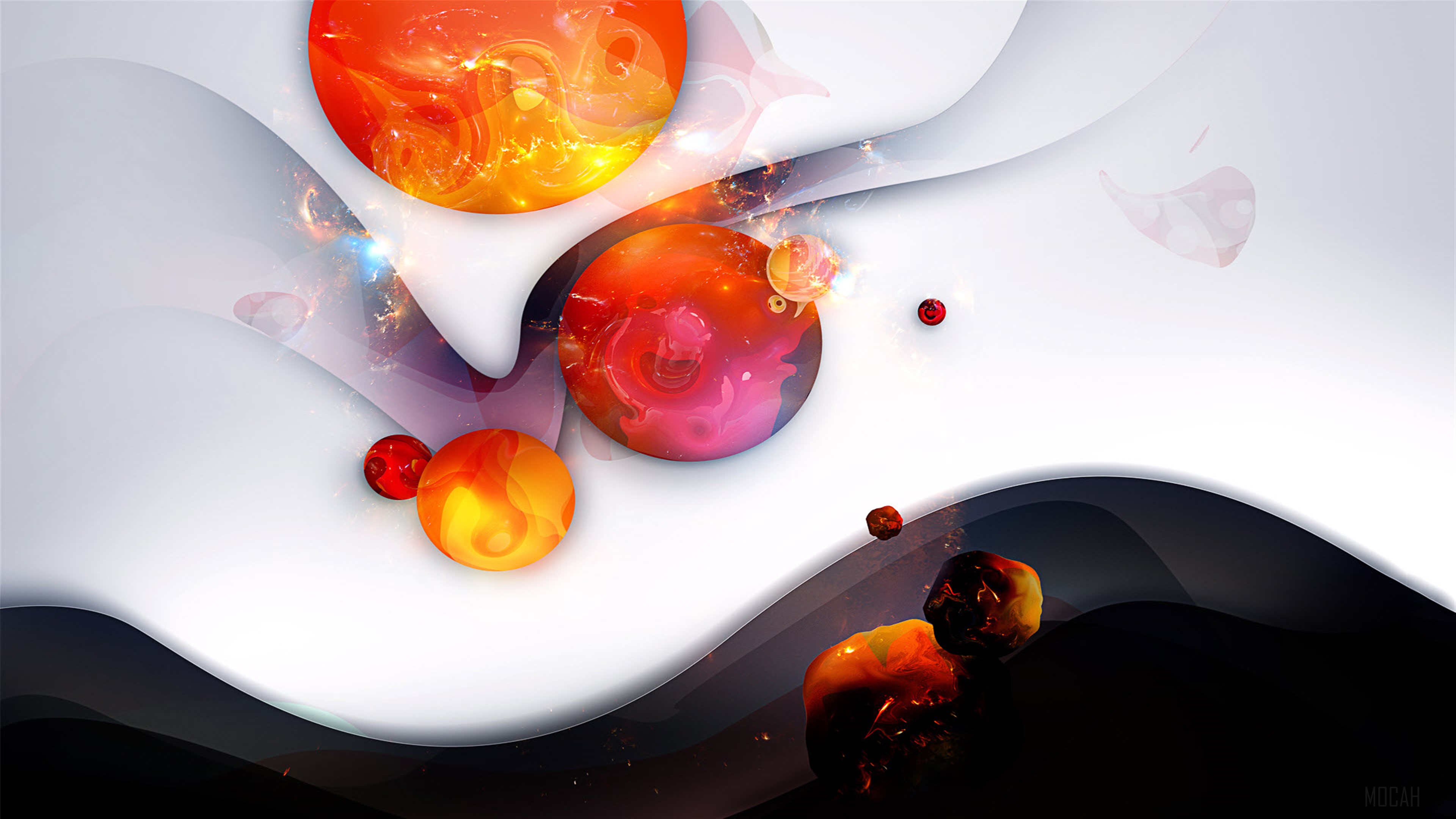 Abstract 4K spheres with flowing shapes HD Wallpaper