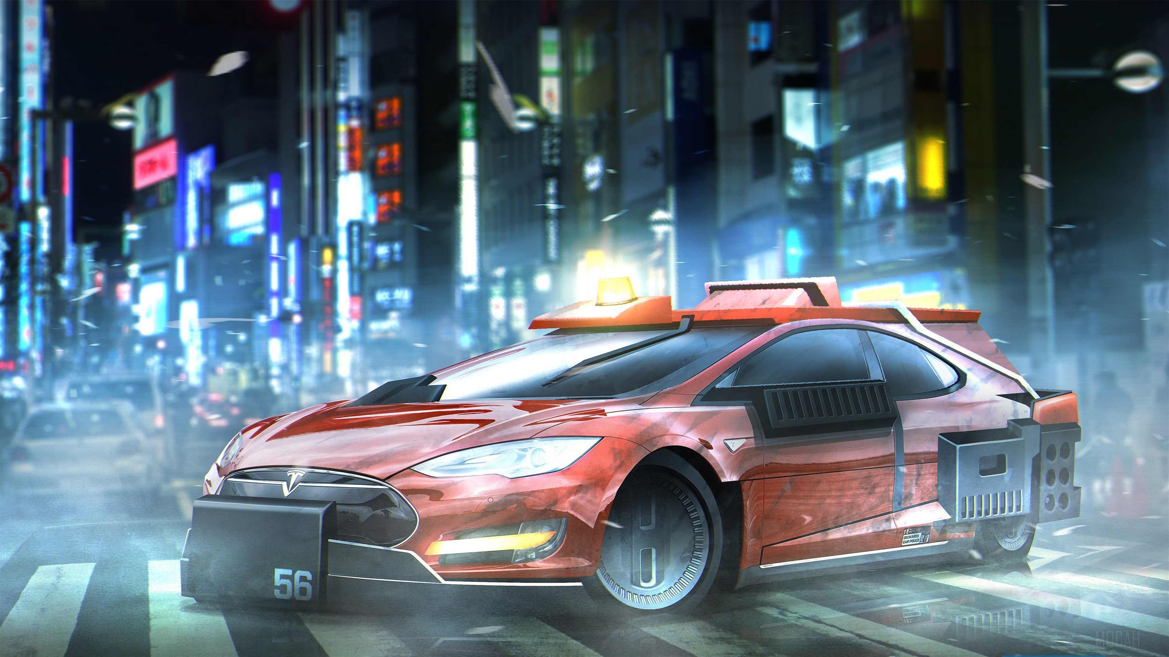 Red Tesla Model S Deckard's Sedan 4K HD Wallpaper