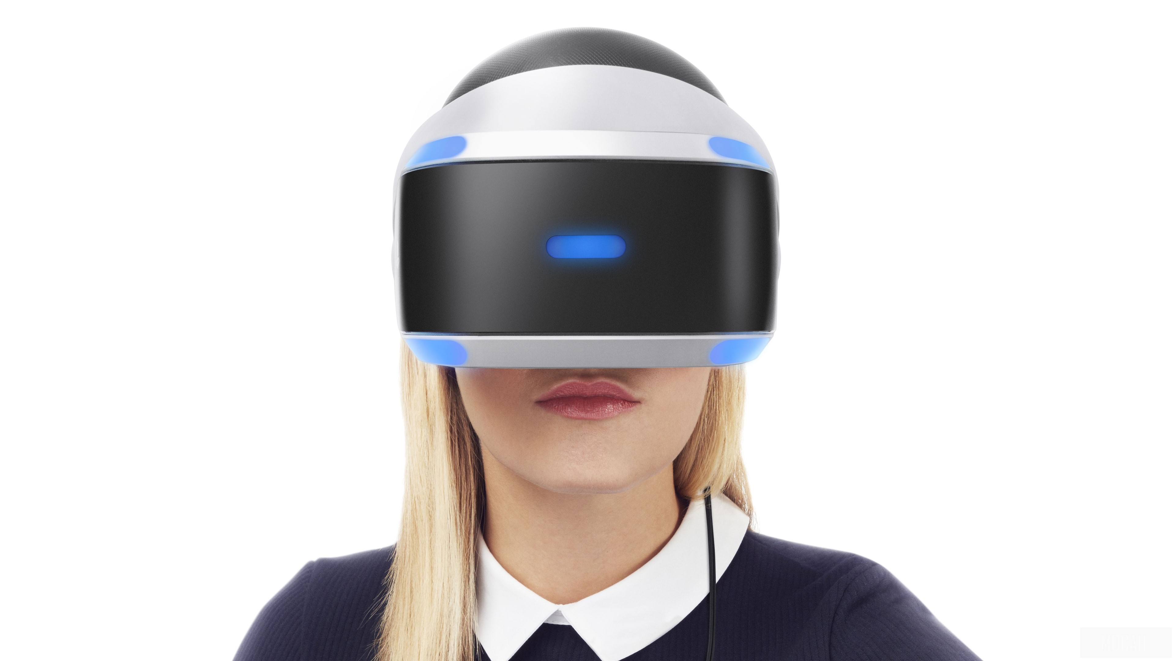 Playstation VR headset on a woman HD Wallpaper