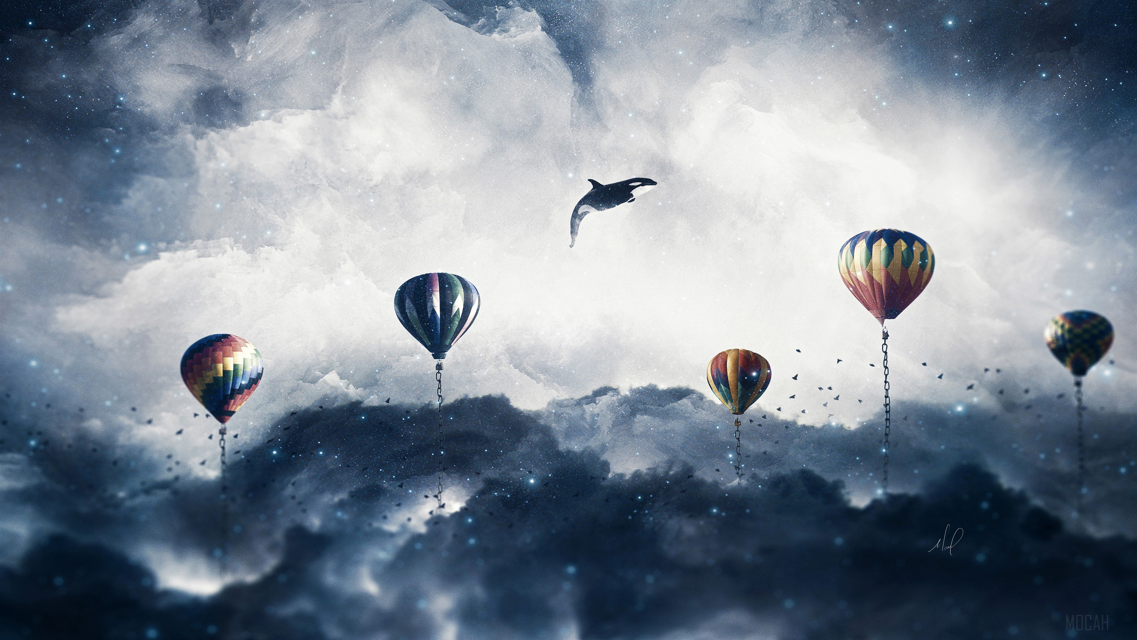 Surreal Hot Air Balloons HD Wallpaper
