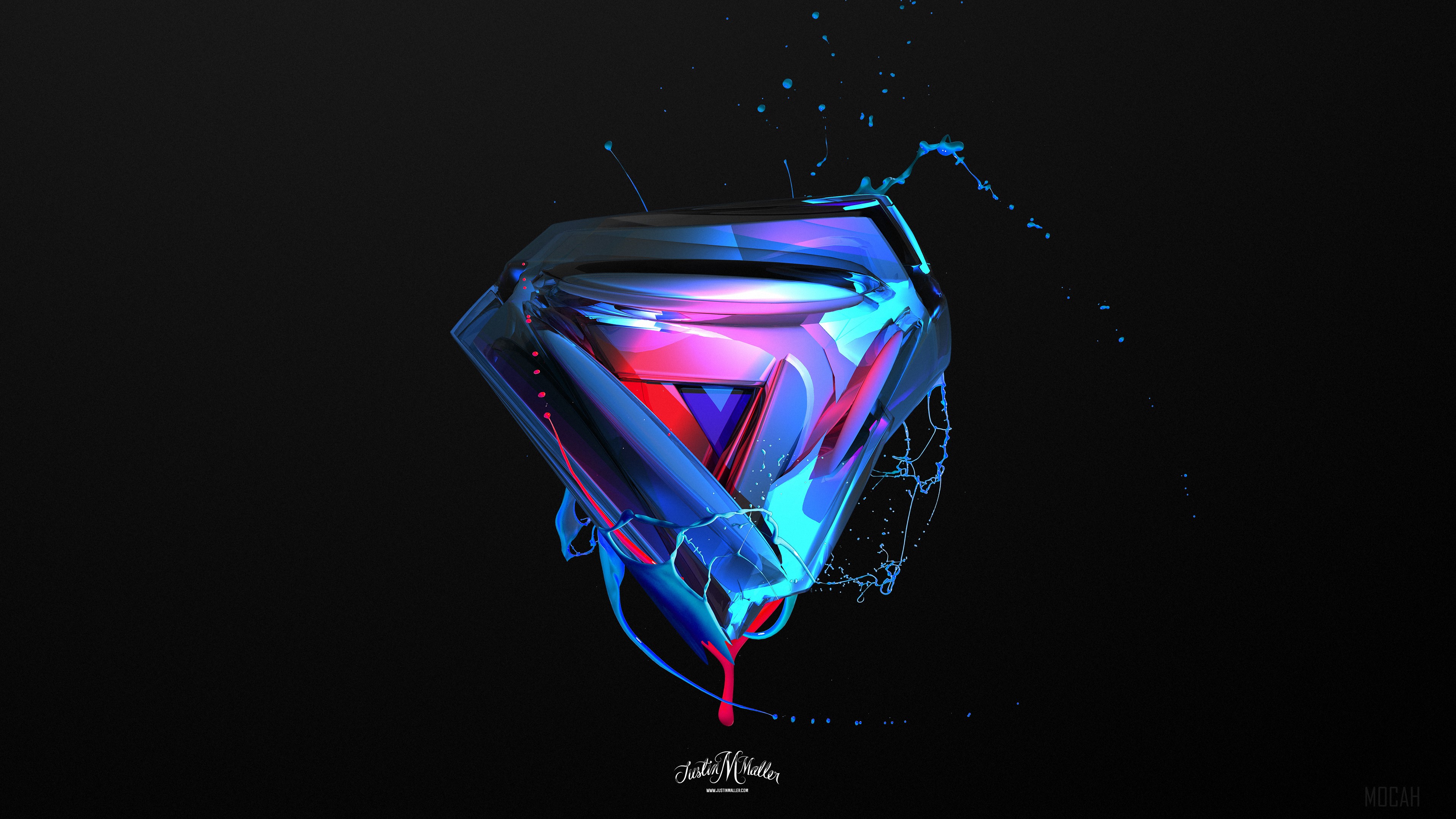 Abstract Diamond with Paint Splatter 4K HD Wallpaper