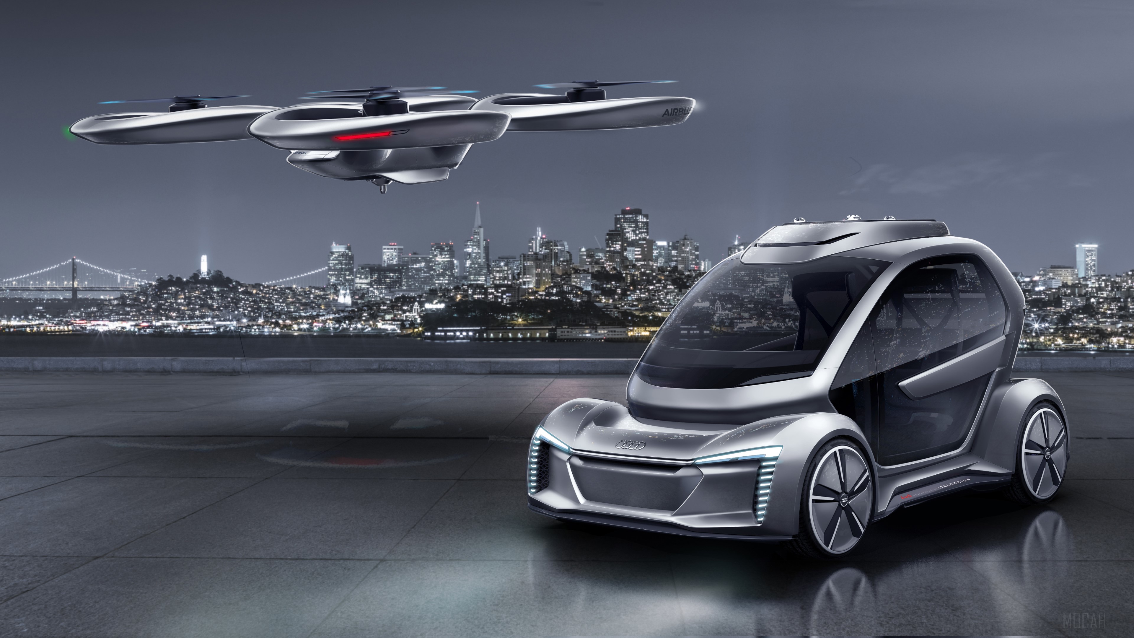 Audi Pop.Up Next concept car and drone HD Wallpaper