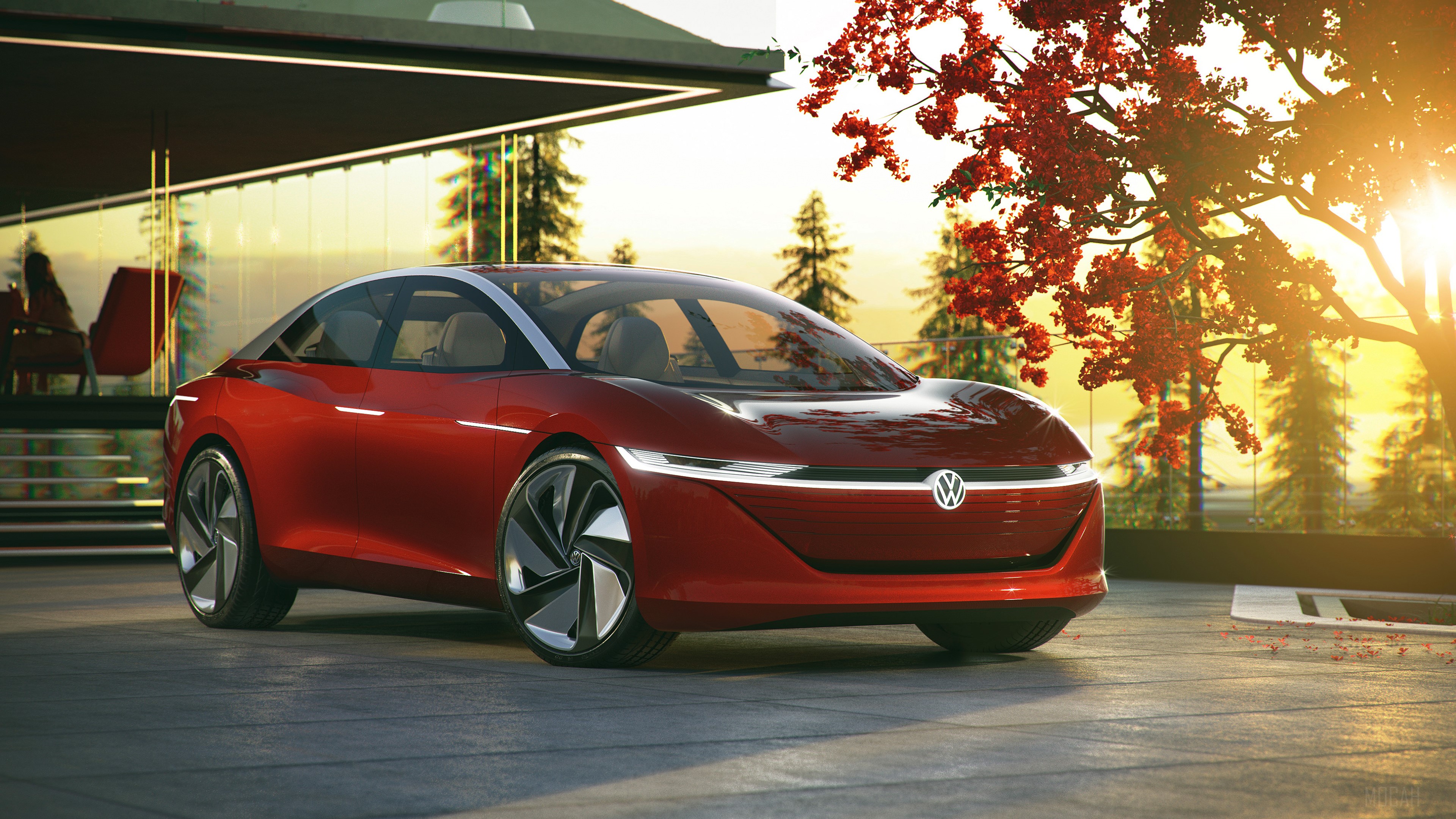 Volkswagen ID Vizzion concept car at Geneva Motor Show 2018 4K HD Wallpaper