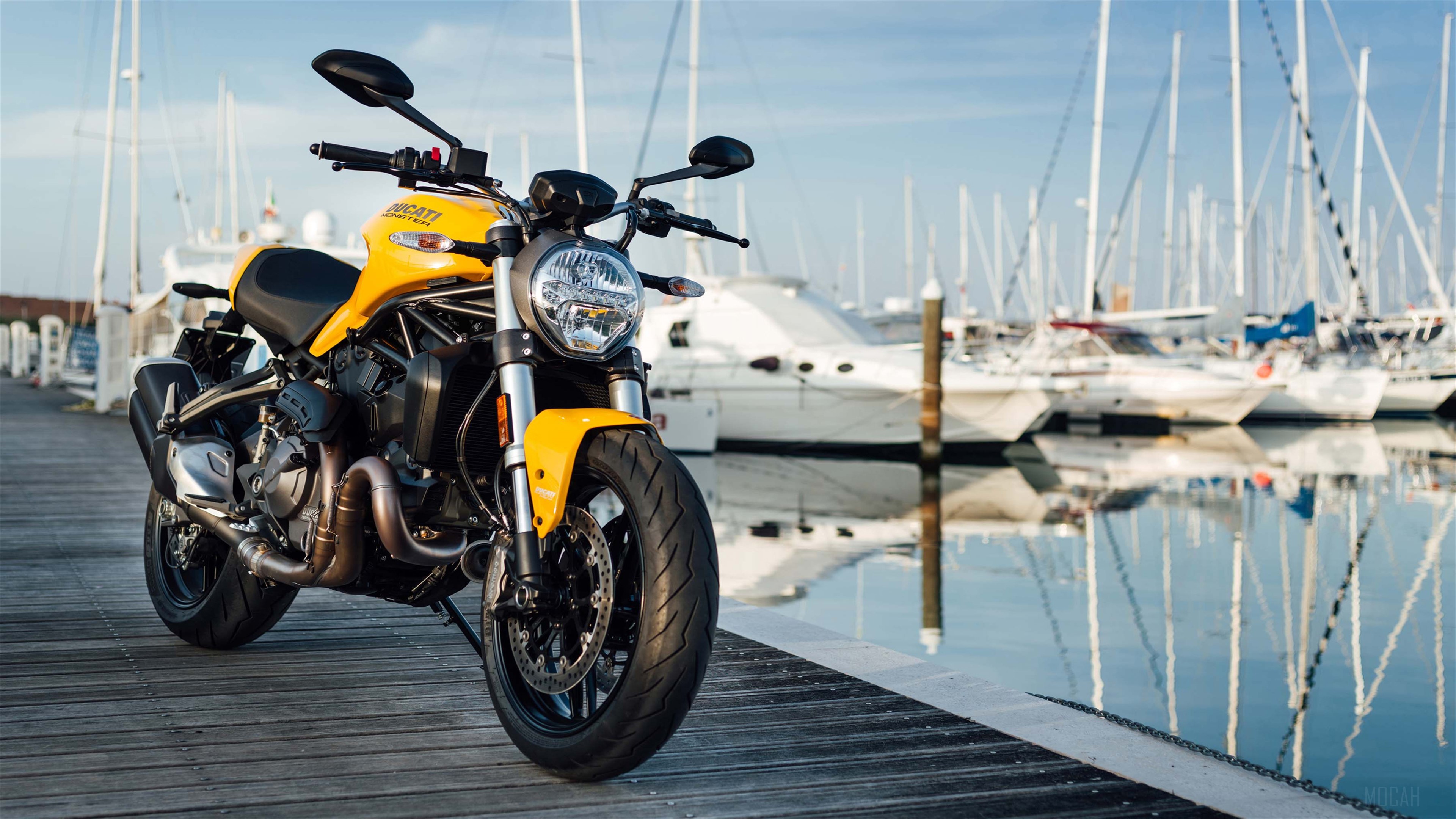 Yellow Ducati Monster 821 motorcycle 4K HD Wallpaper