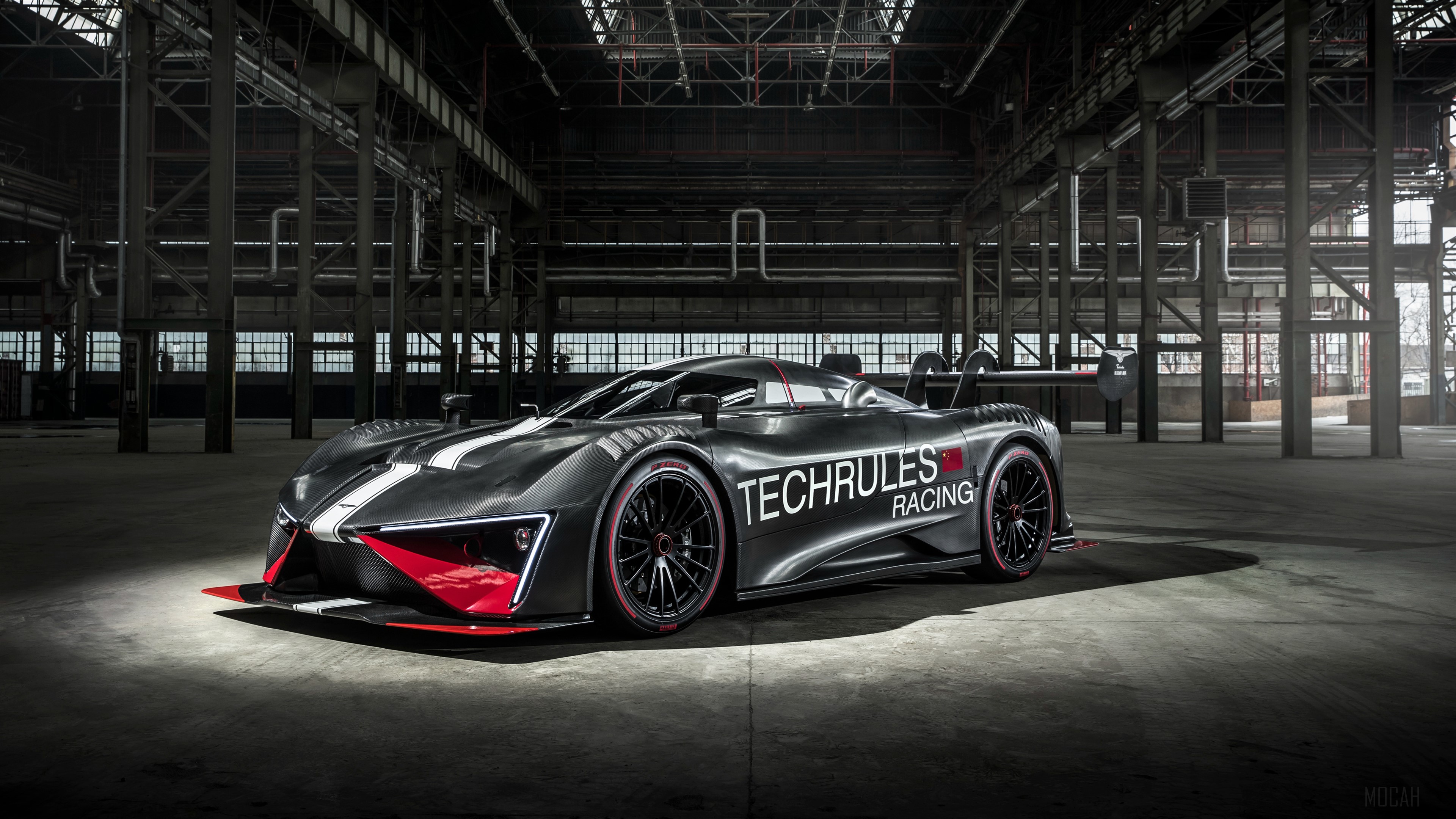 Techrules Ren RS race car in warehouse 4K HD Wallpaper