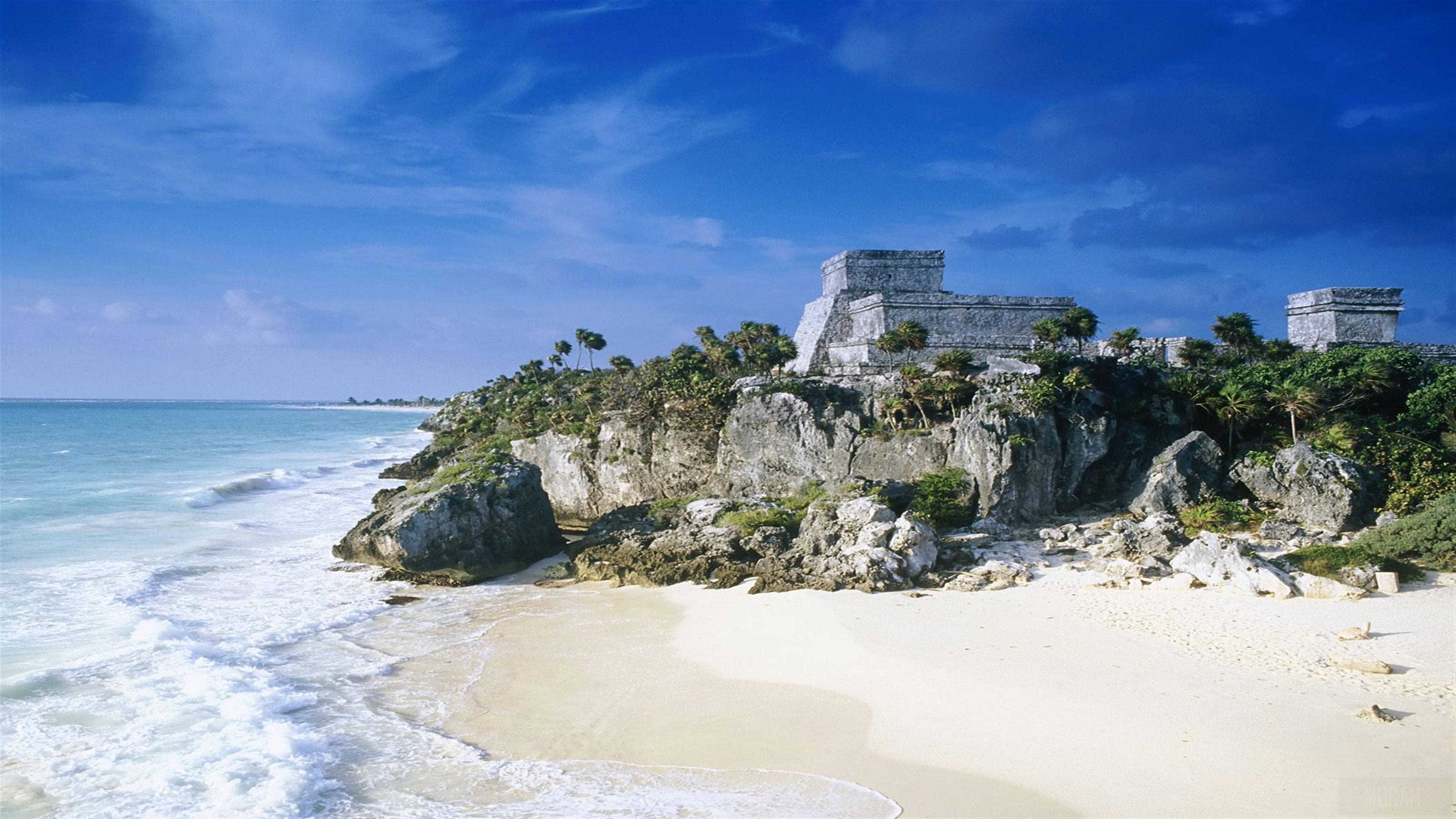Mayan Ruins on a Cliff Overlooking the Ocean in Mexico 4K HD Wallpaper