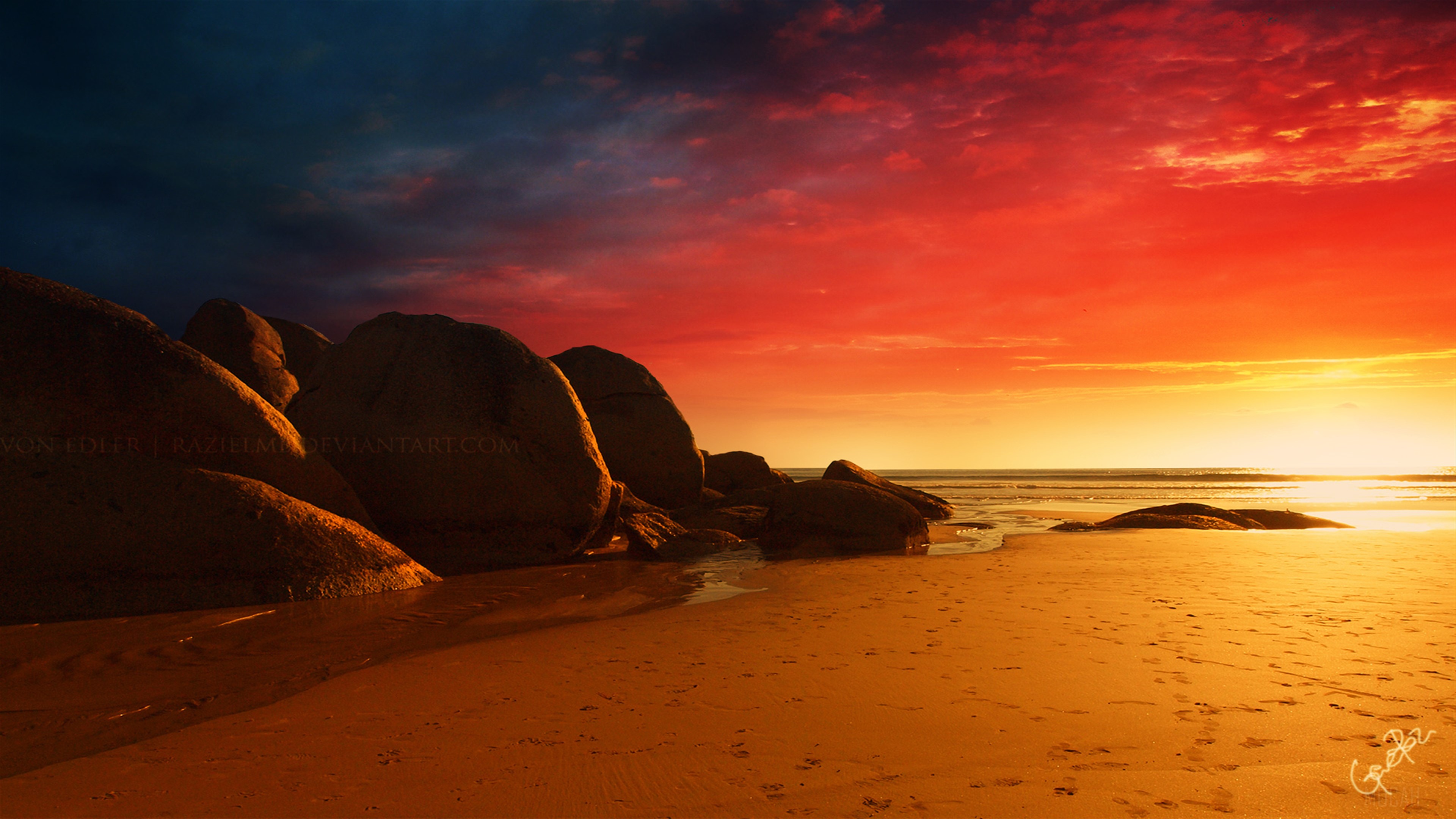 Fire Beach HD Wallpaper