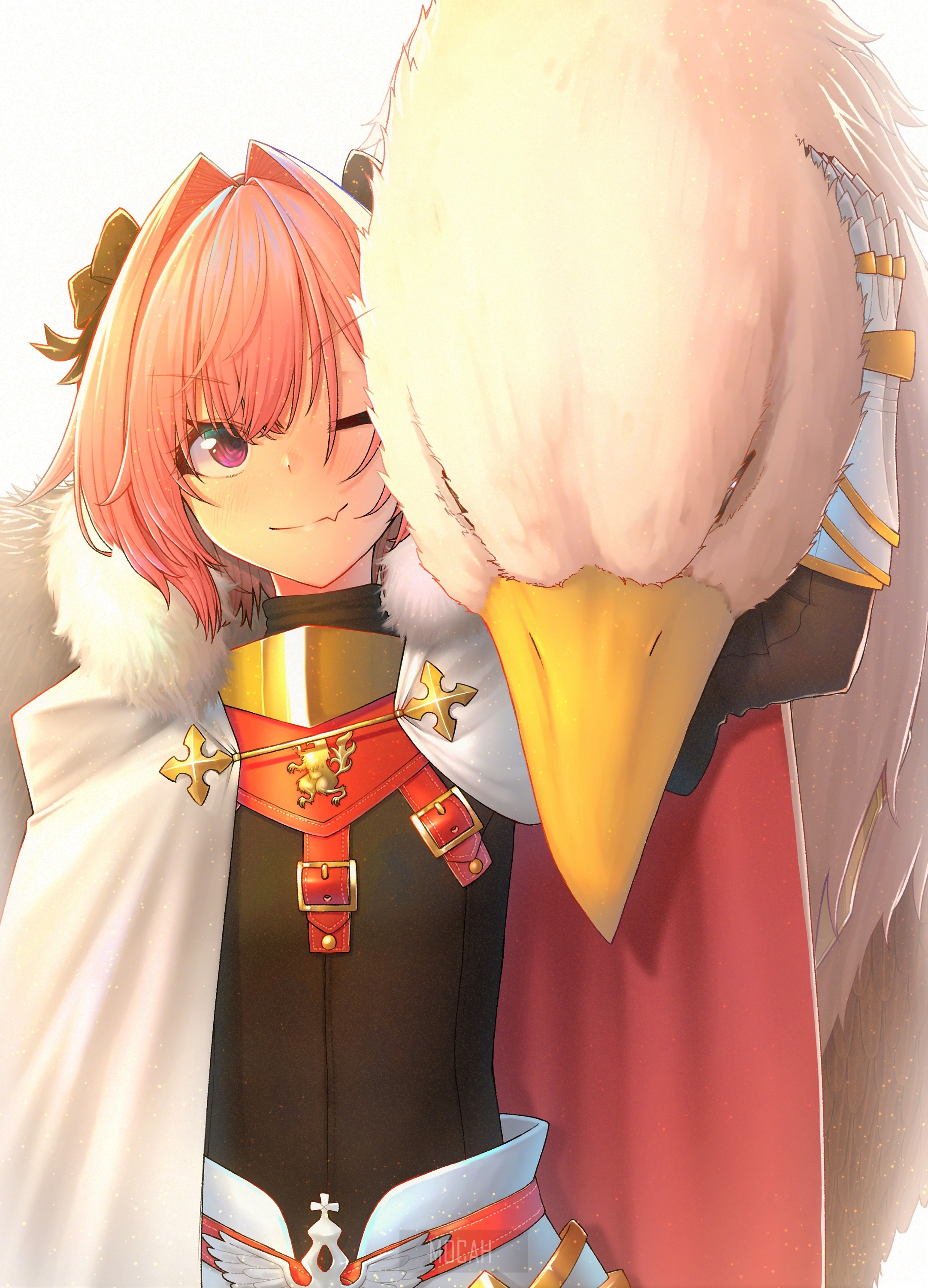 Astolfo from Fate/Grand Order with a bird HD Phone Wallpaper
