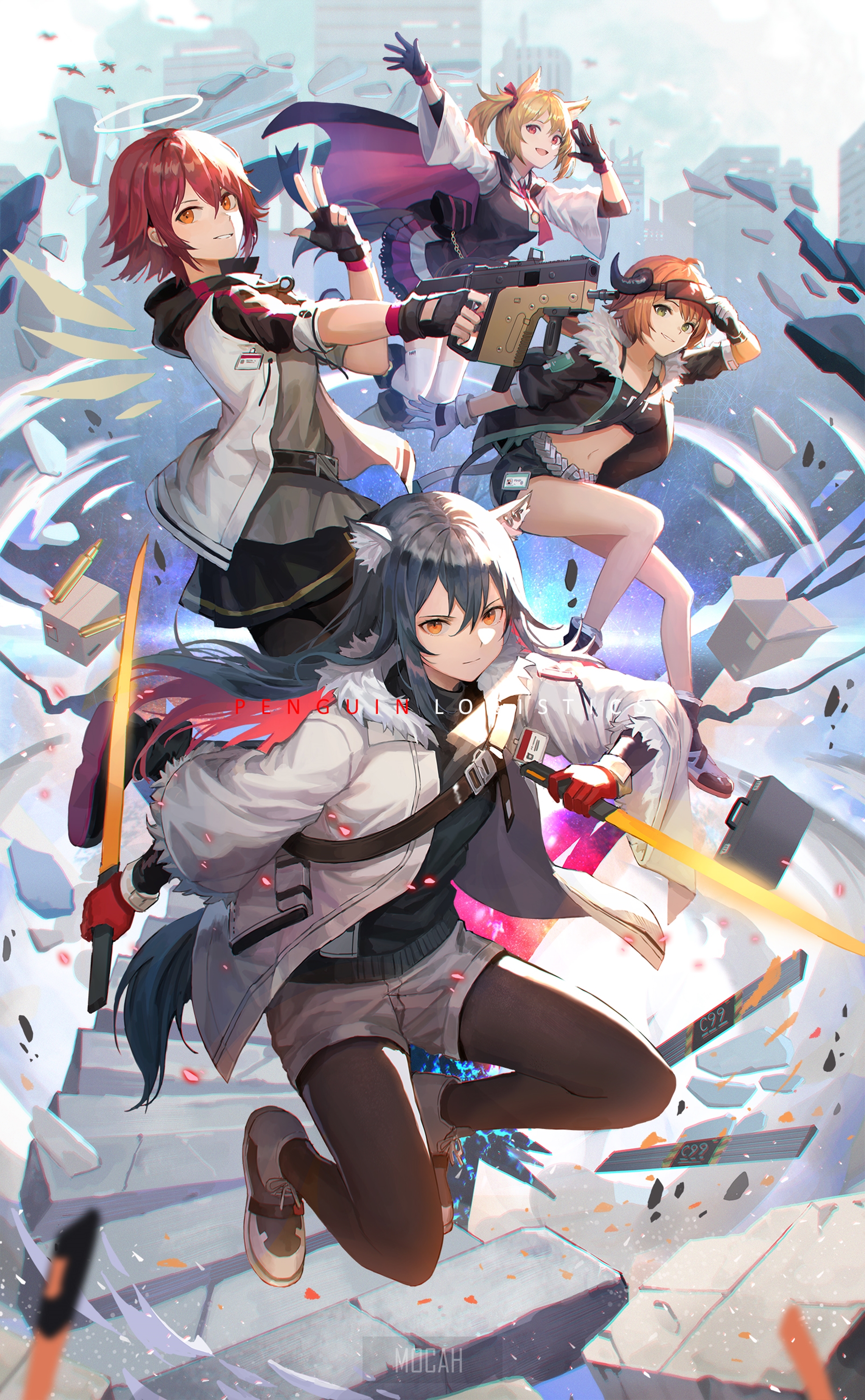 Texas, Exusiai, Sora, and Croissant from Arknights HD Phone Wallpaper