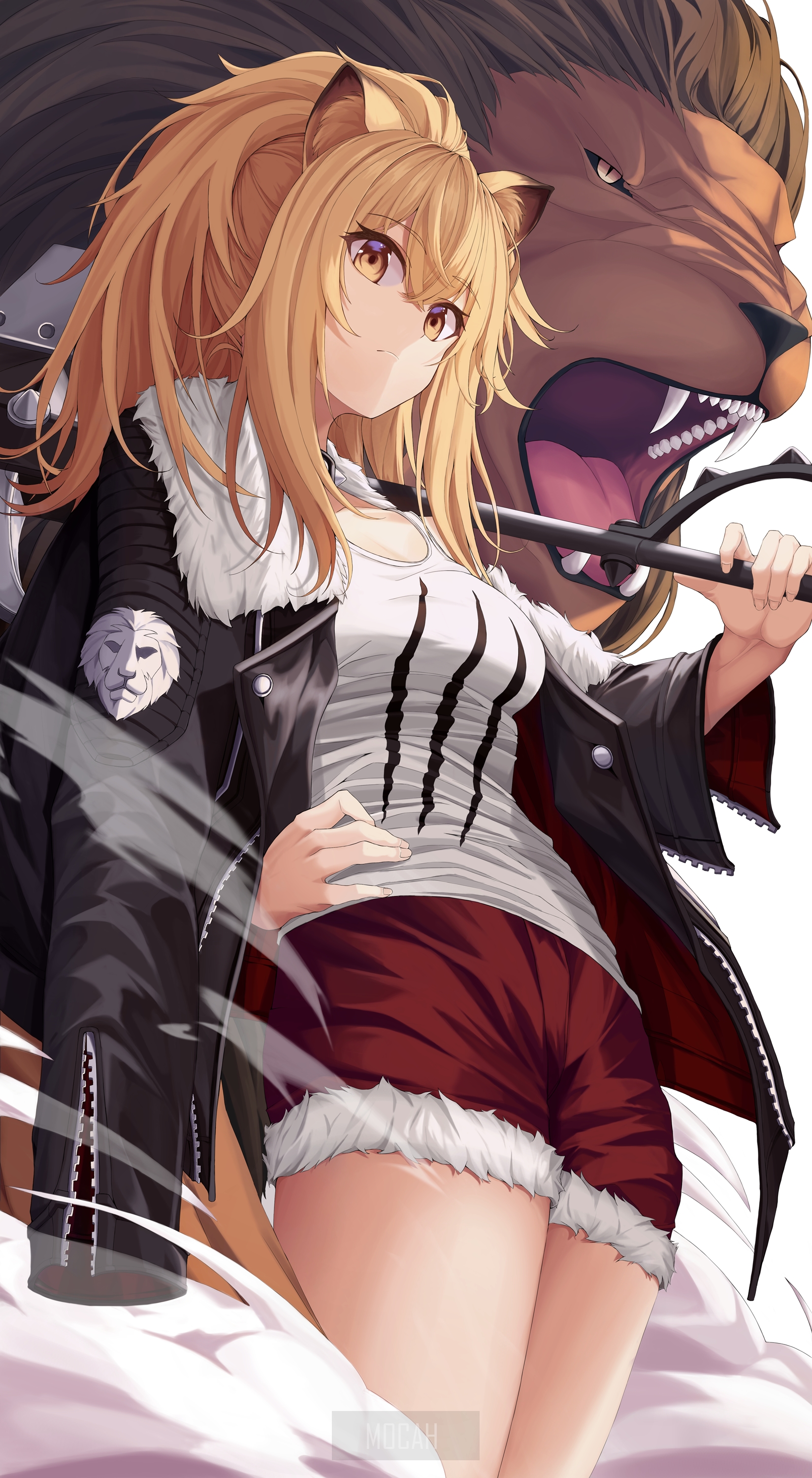 Siege from Arknights with a lion HD Phone Wallpaper