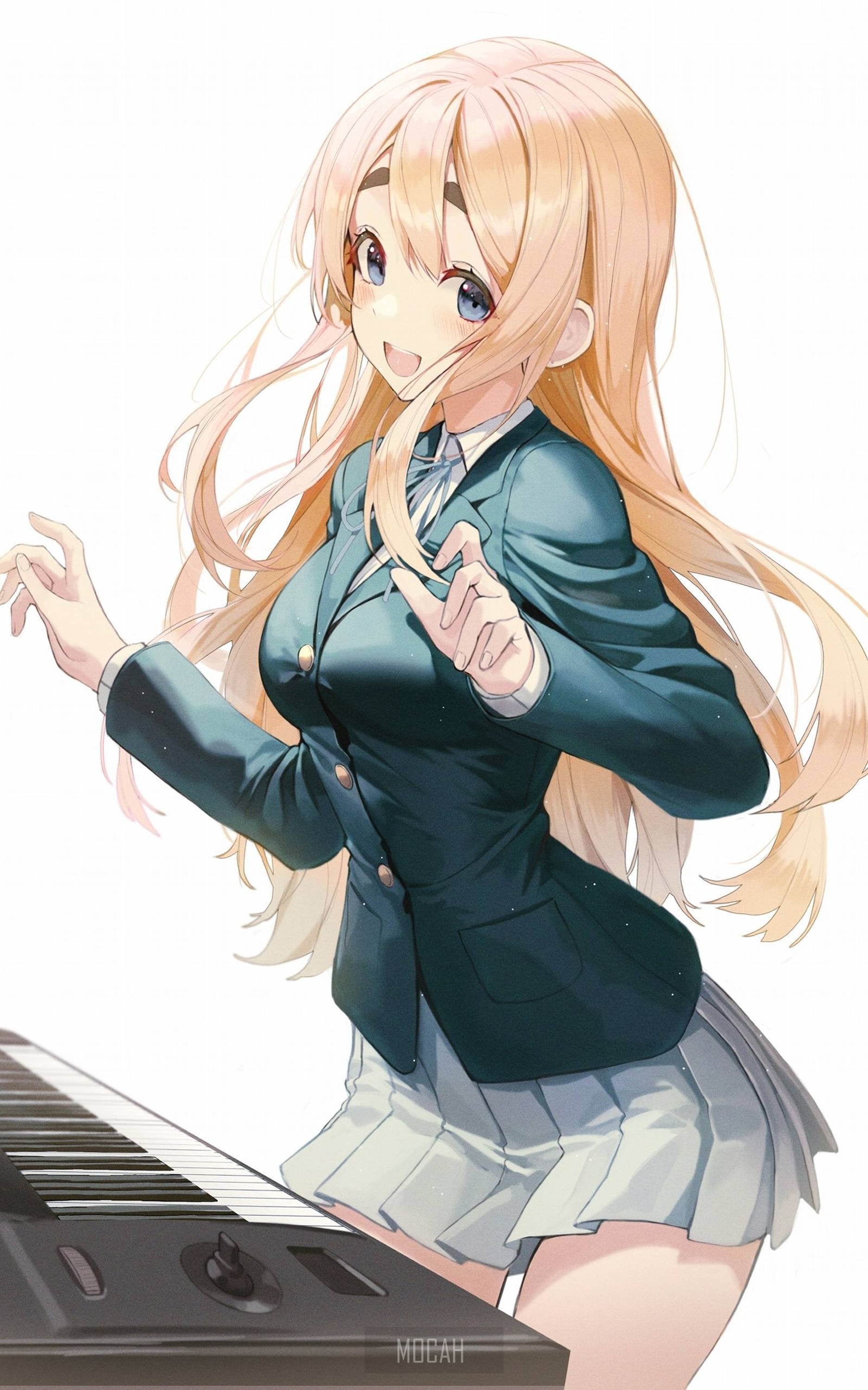 Tsumugi Kotobuki from K-ON! playing a keyboard HD Phone Wallpaper