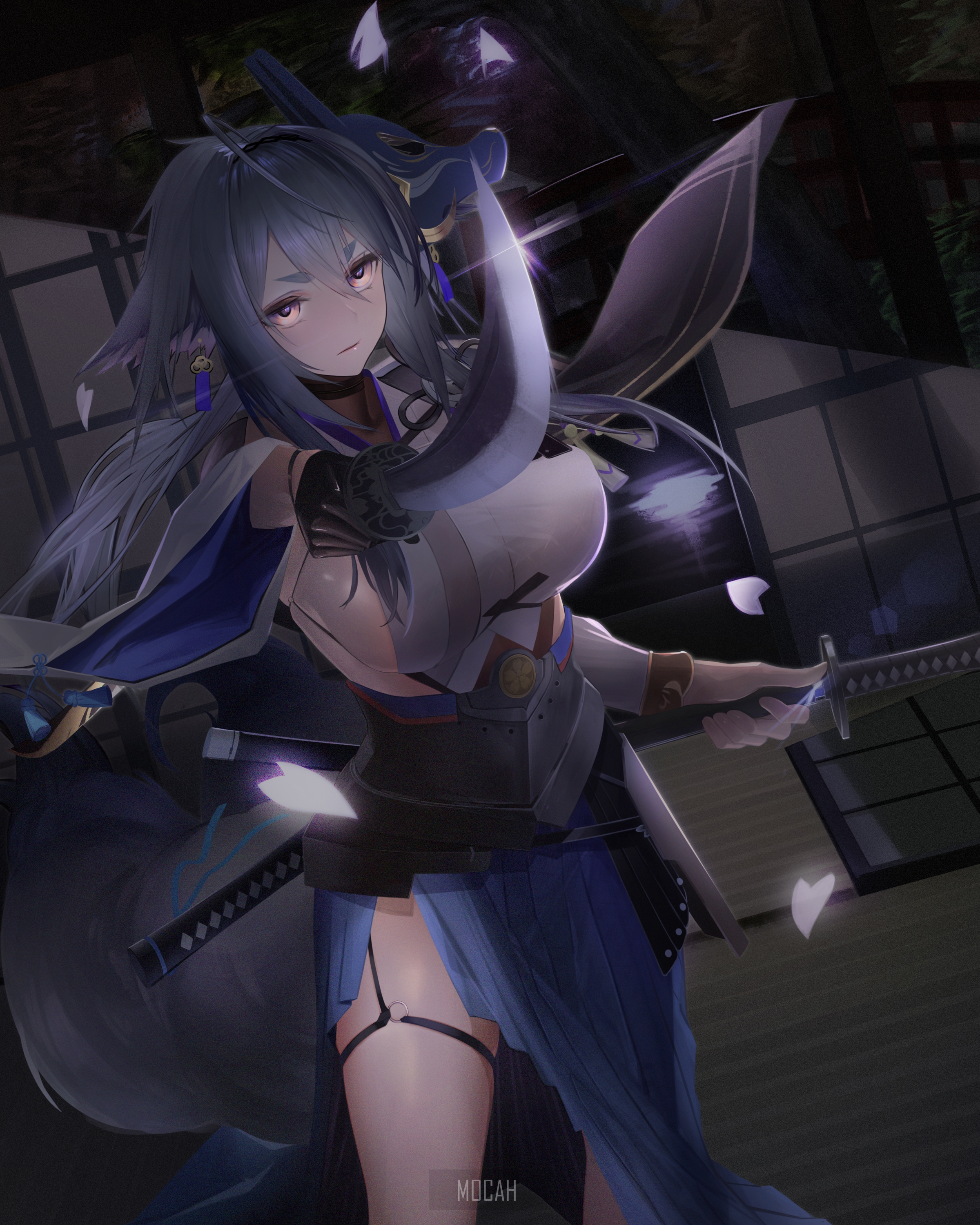 Tosa from Azur Lane with a katana HD Phone Wallpaper