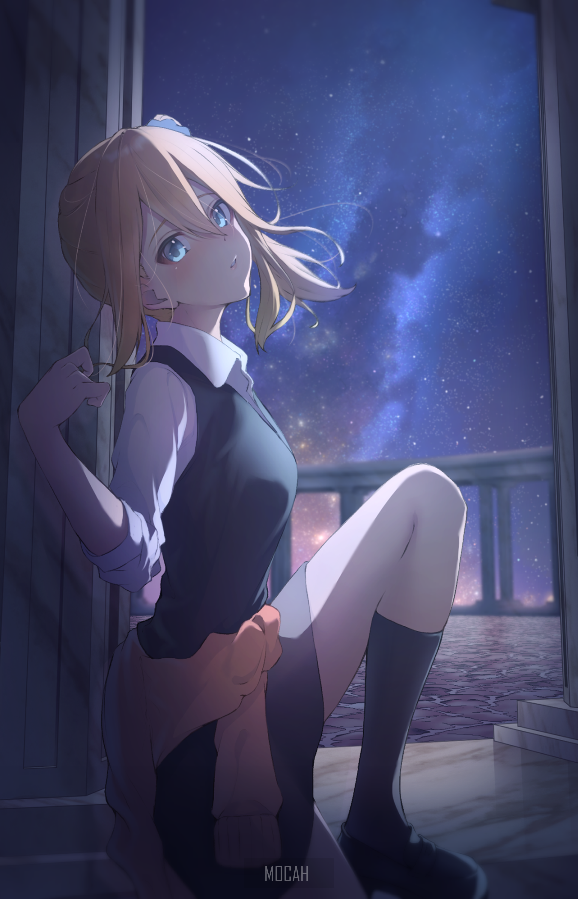 Kaguya-Sama Hayasaka Ai Starry Night Pose HD Phone Wallpaper