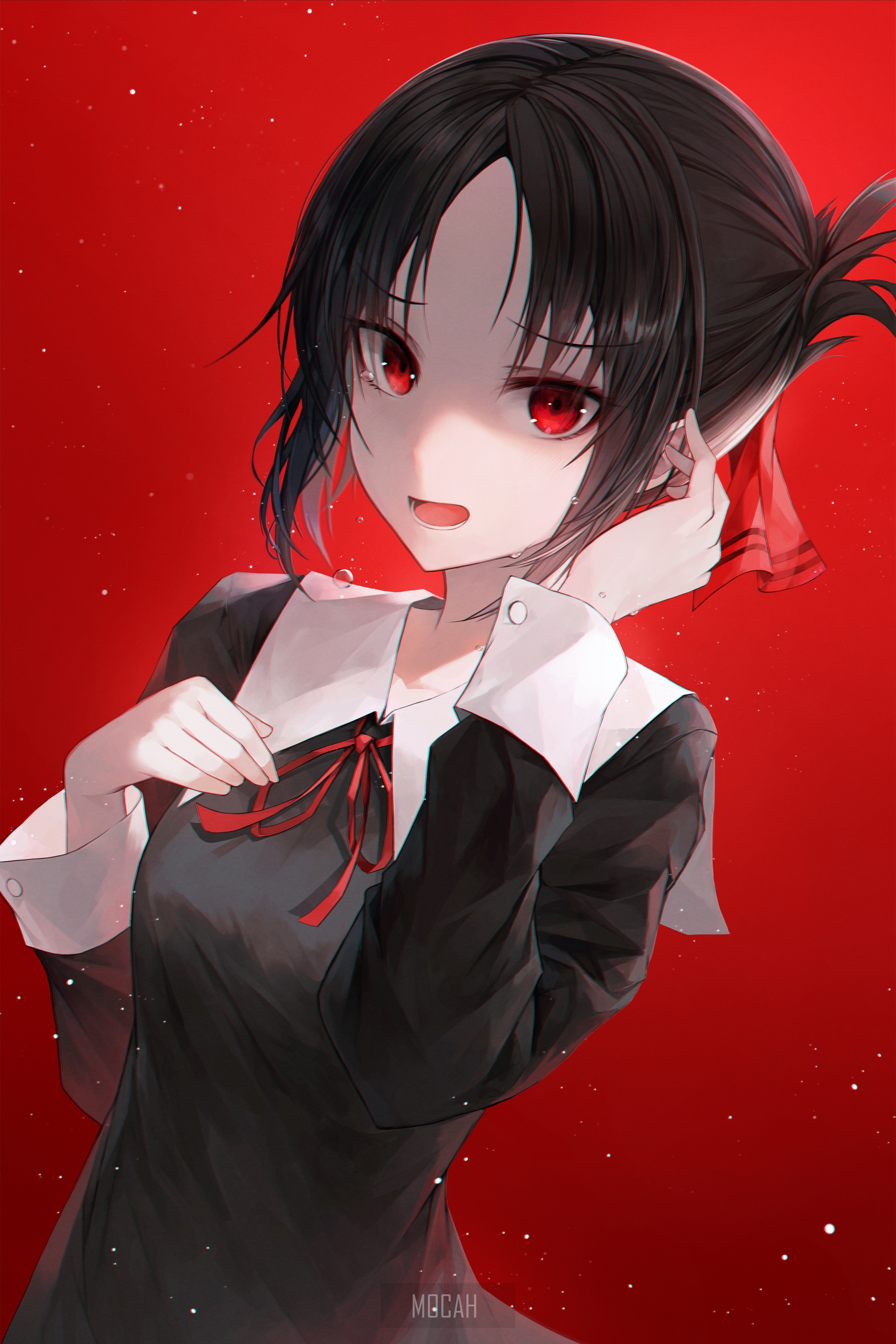 Kaguya Shinomiya in Red Background HD Phone Wallpaper
