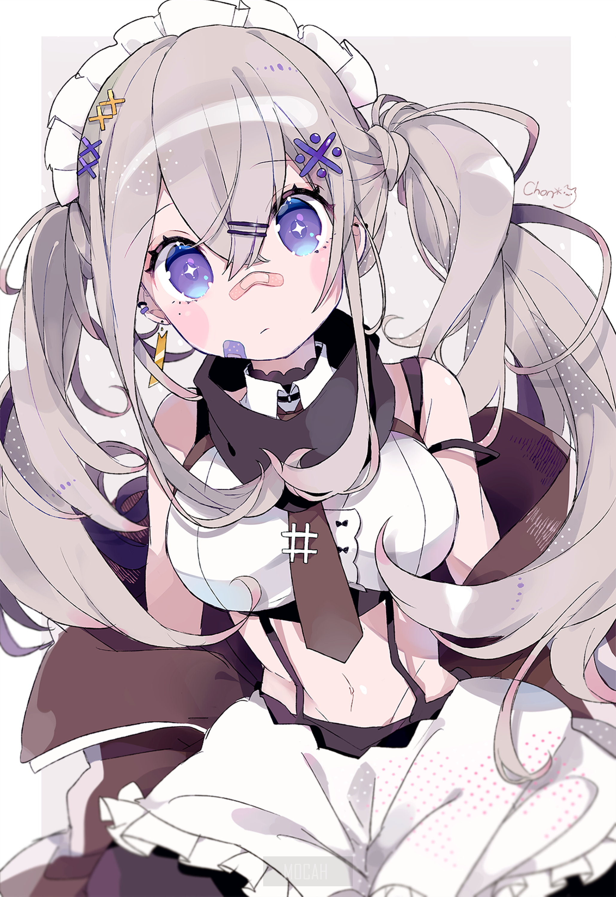 Anime girl with pigtails and maid outfit HD Phone Wallpaper