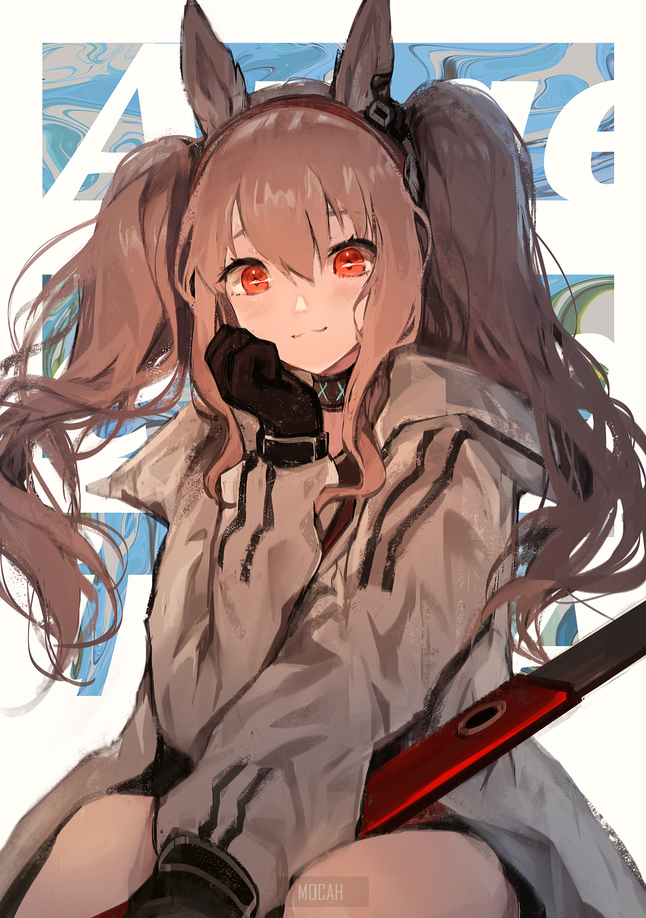 Anime girl with bunny ears and sword HD Phone Wallpaper