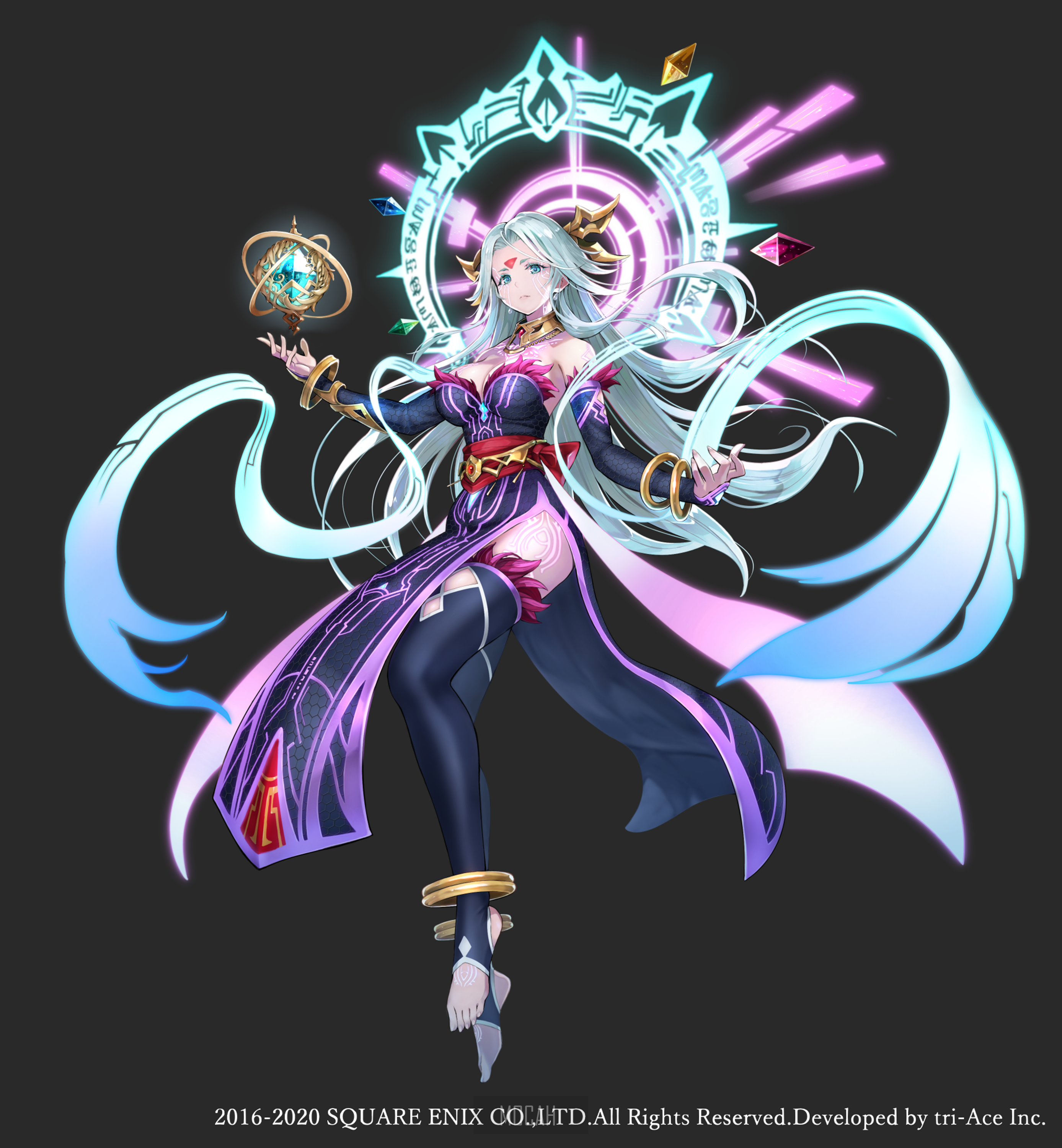 Anime girl with magical halo and orb HD Phone Wallpaper