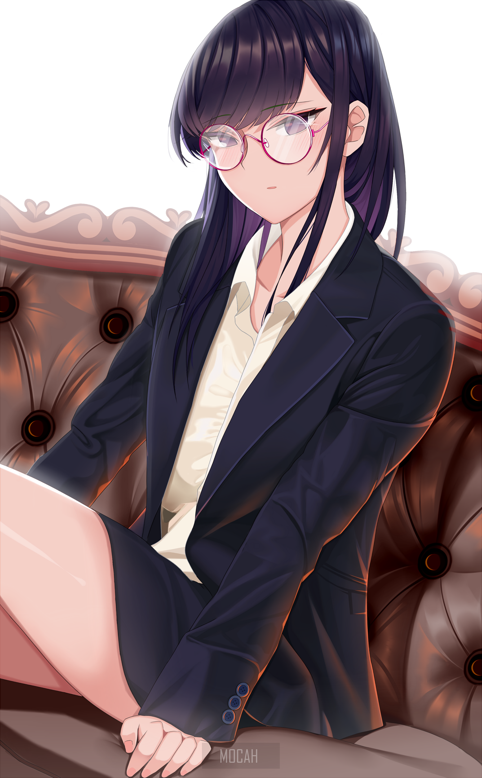 Komi Shouko from Komi Can't Communicate wearing glasses and a suit HD Phone Wallpaper