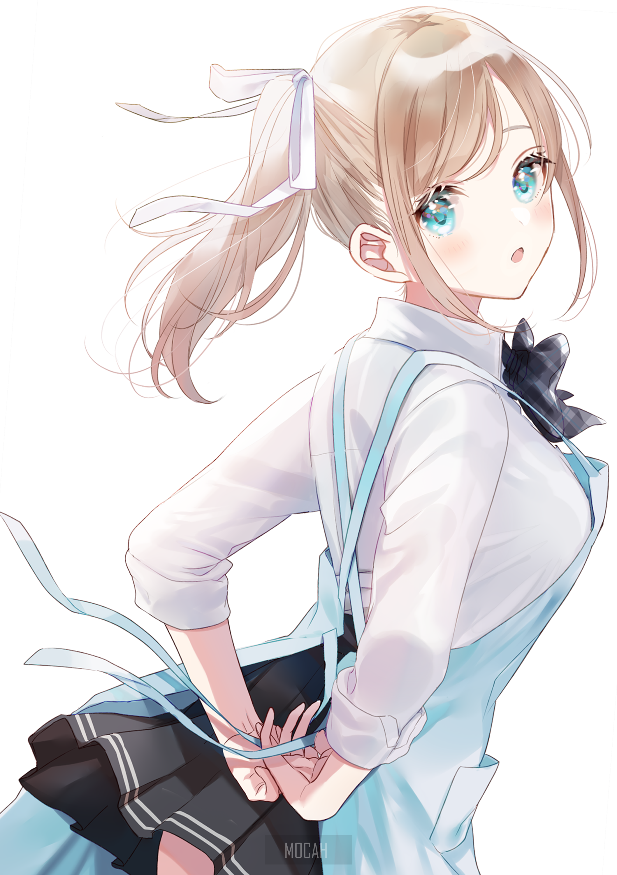 Anime girl with blue eyes and blonde ponytail HD Phone Wallpaper