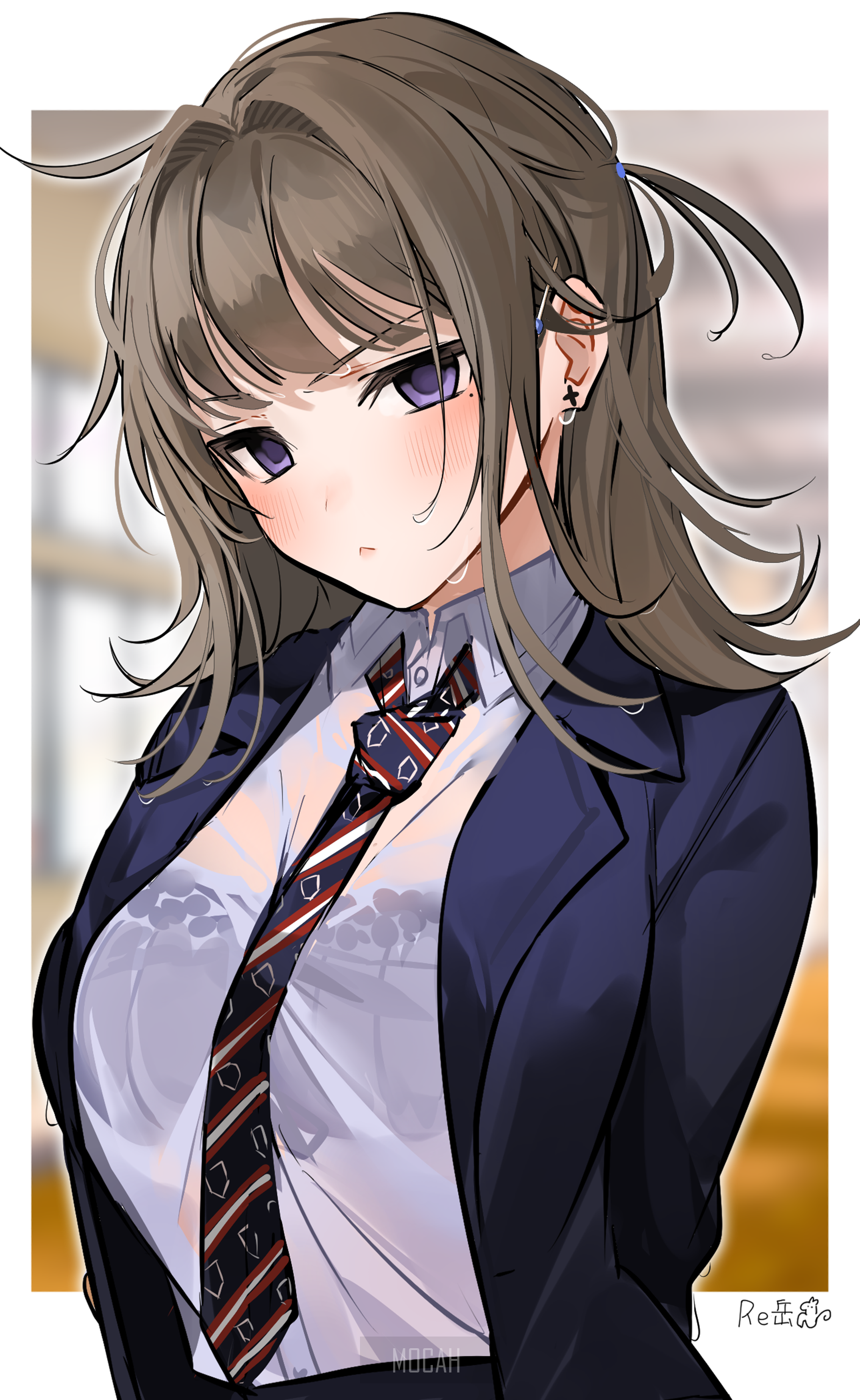 Anime girl in a suit and tie HD Phone Wallpaper