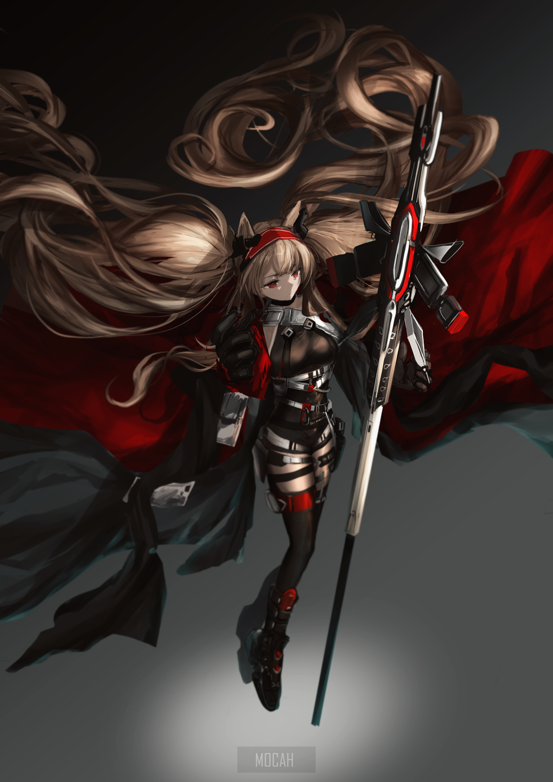 Angelina from Arknights holding a rifle HD Phone Wallpaper