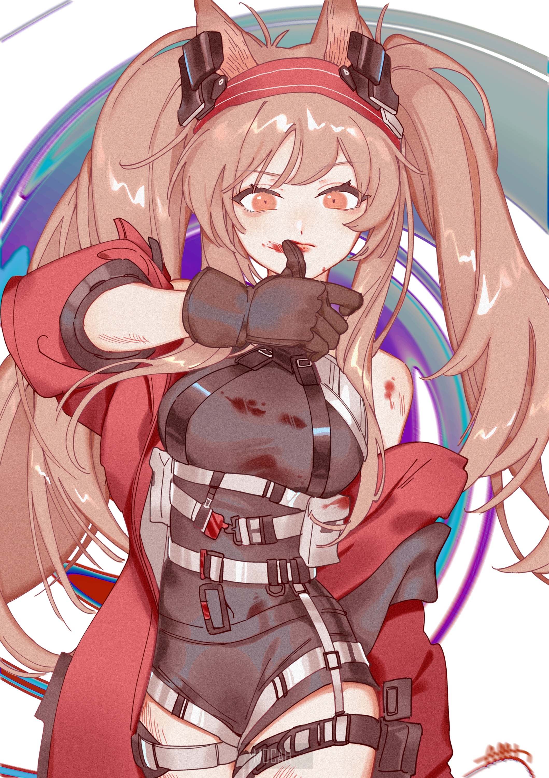 Angelina from Arknights giving a thumbs up HD Phone Wallpaper
