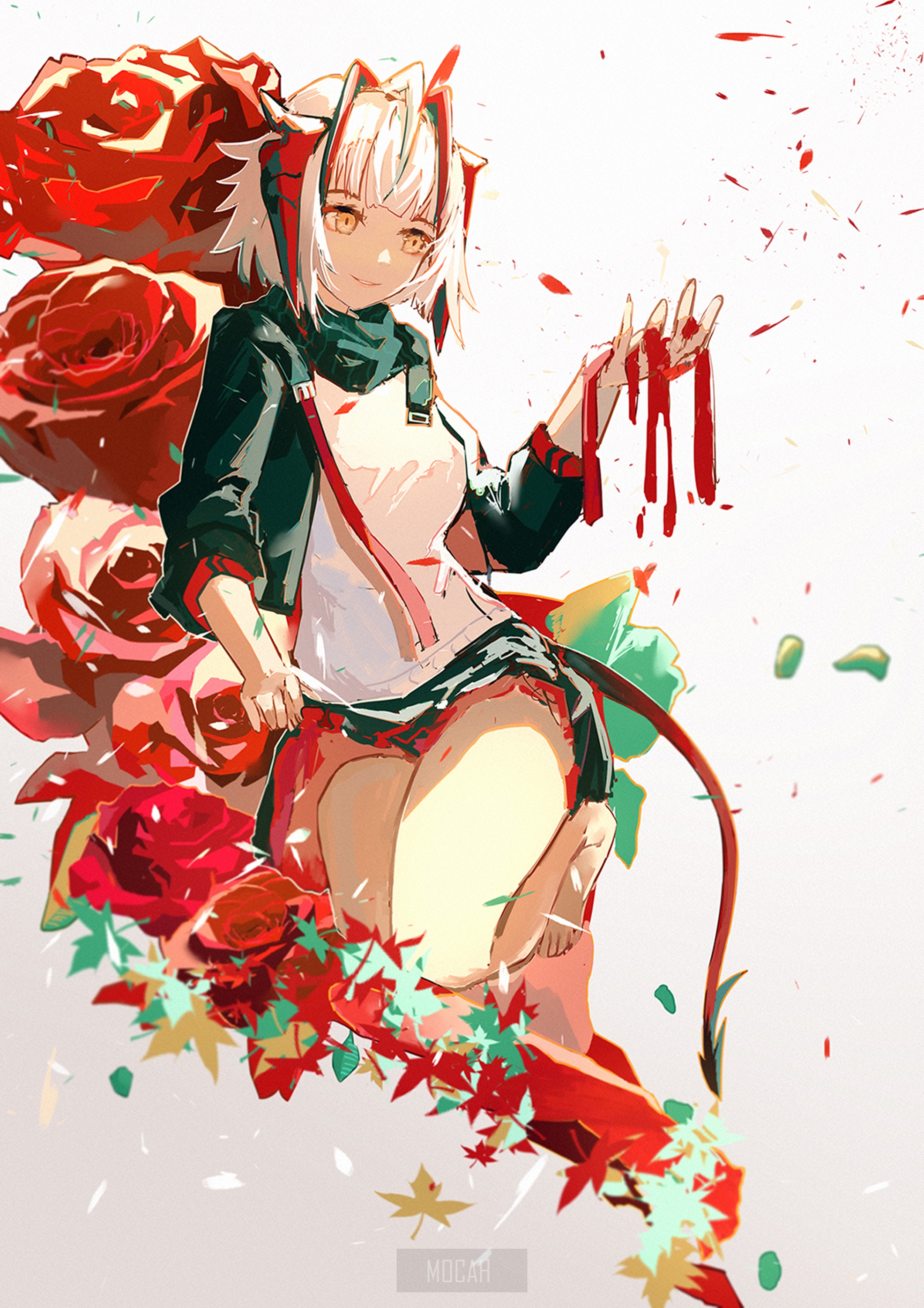 W from Arknights with roses HD Phone Wallpaper