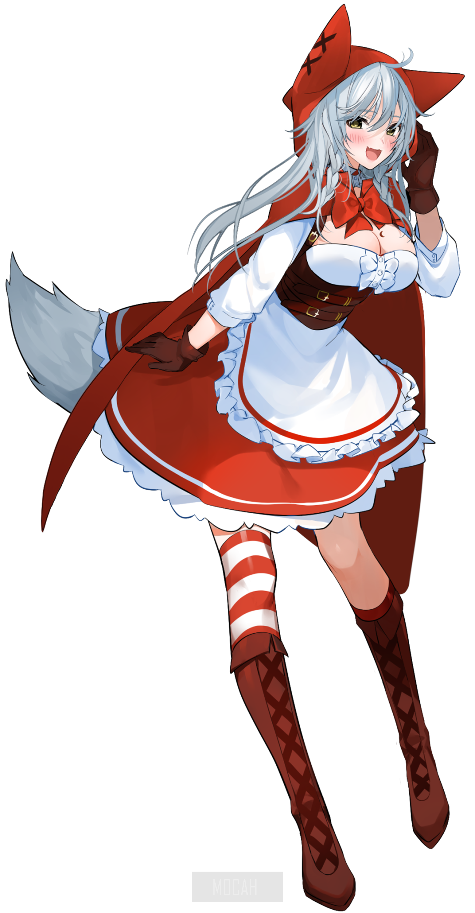 Anime girl in Little Red Riding Hood costume HD Phone Wallpaper