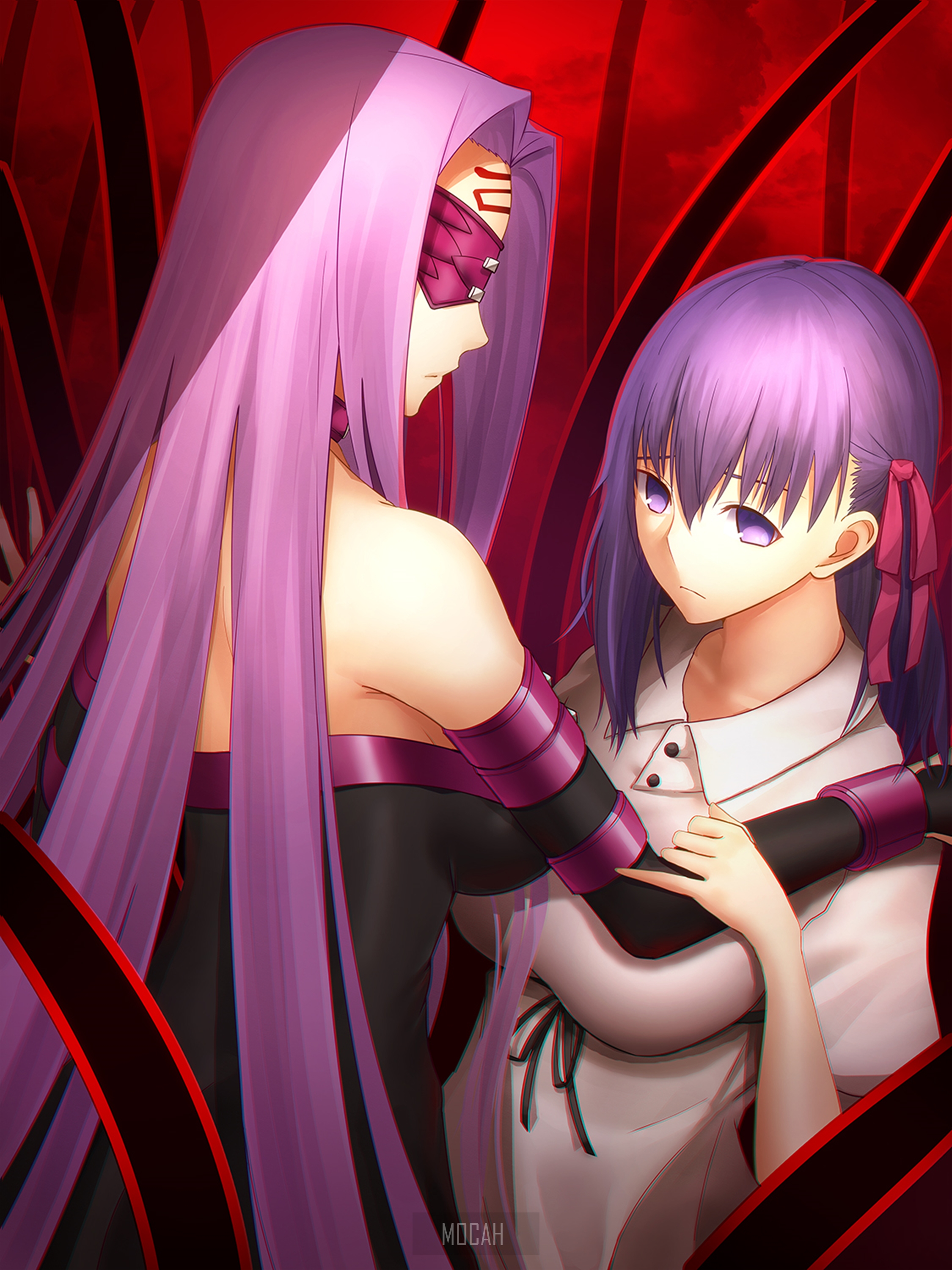 Matou Sakura and Rider from Fate/Stay Night HD Phone Wallpaper