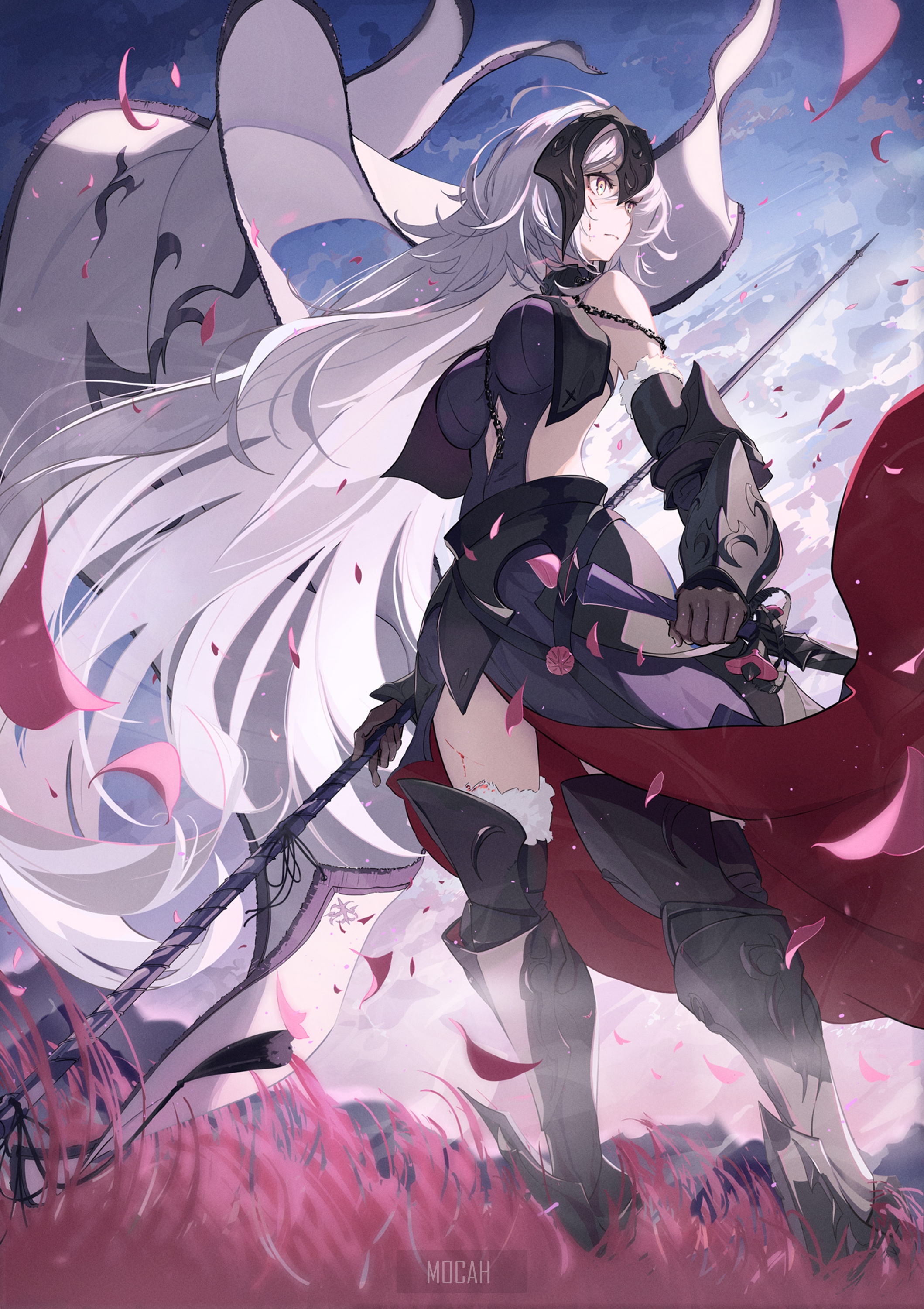 Anime girl with white hair and armor from Fate Series HD Phone Wallpaper